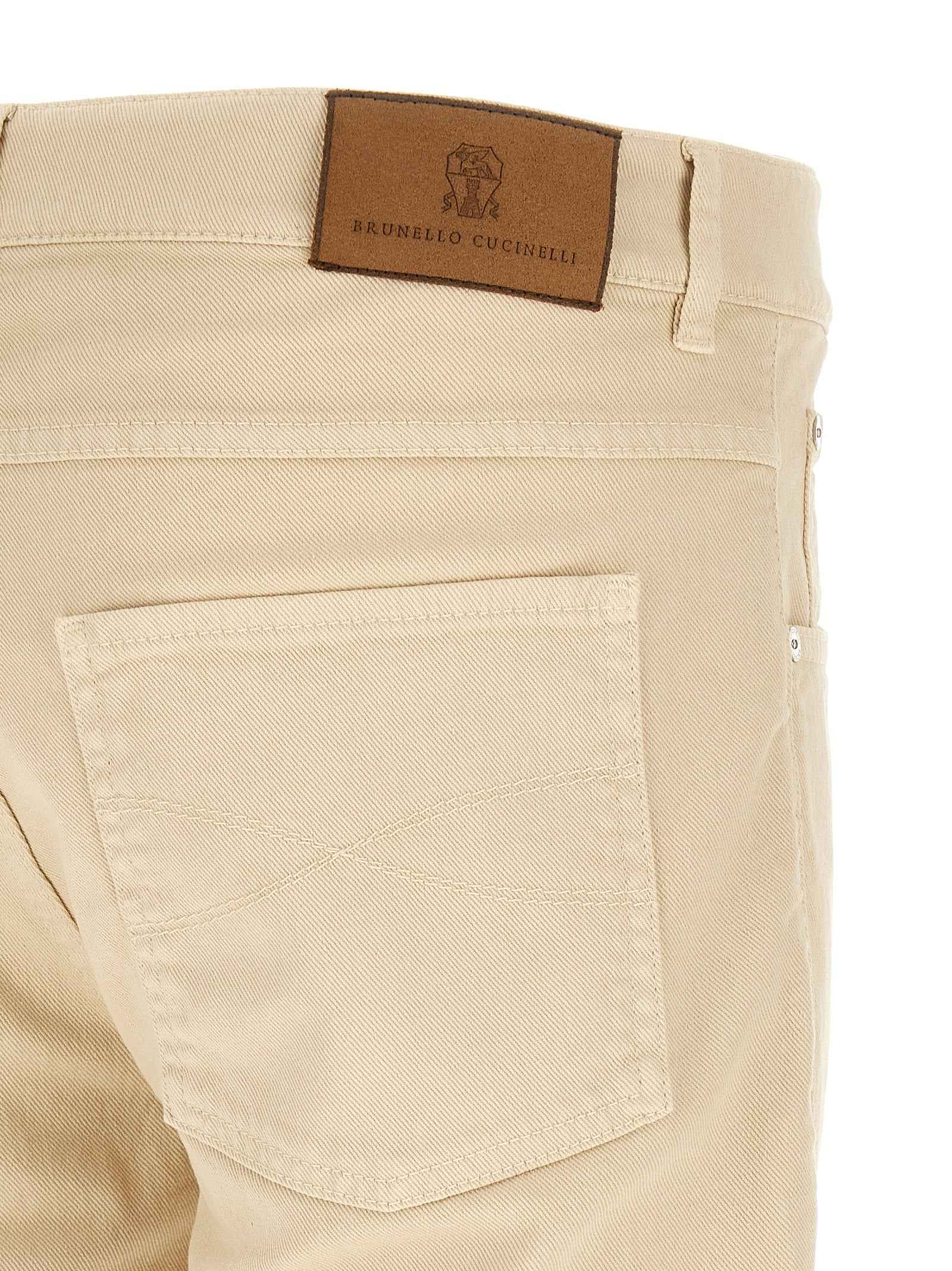Brunello Cucinelli Beige Cotton Straight-Leg Jeans
