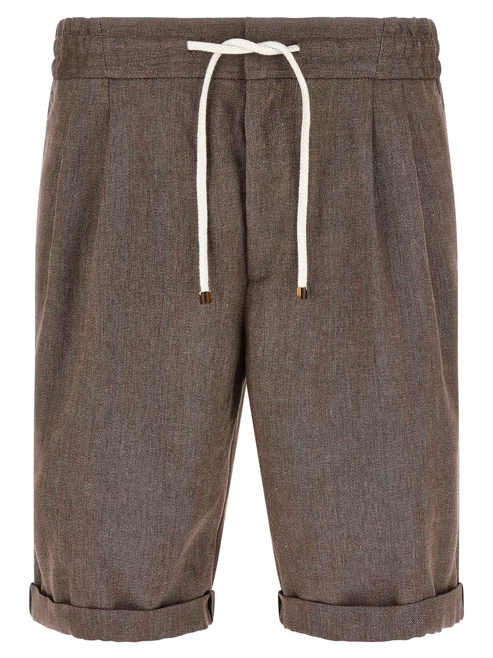 Brunello Cucinelli Brown Linen Bermuda Shorts