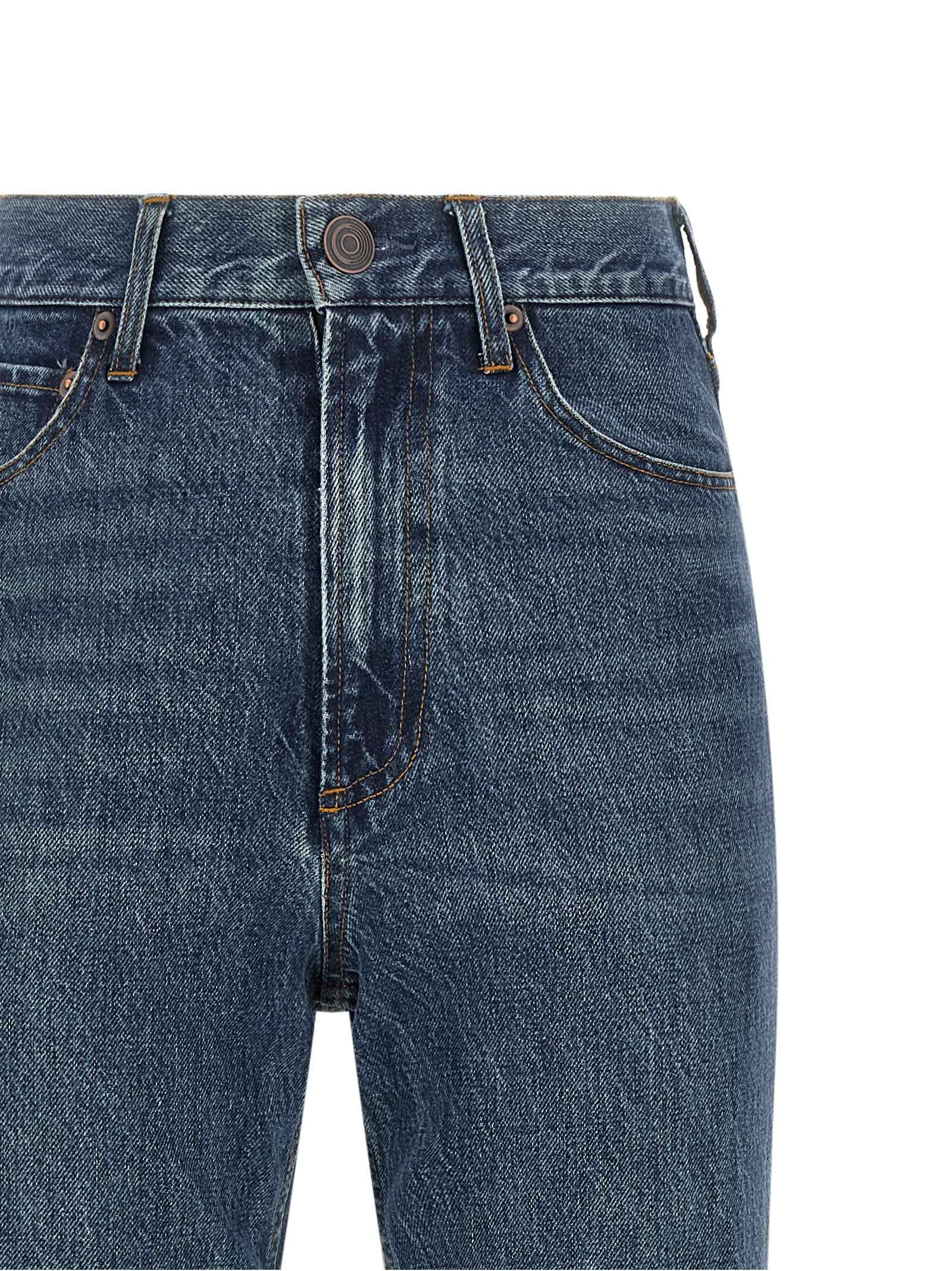 CO Blue Cotton Flared Jeans