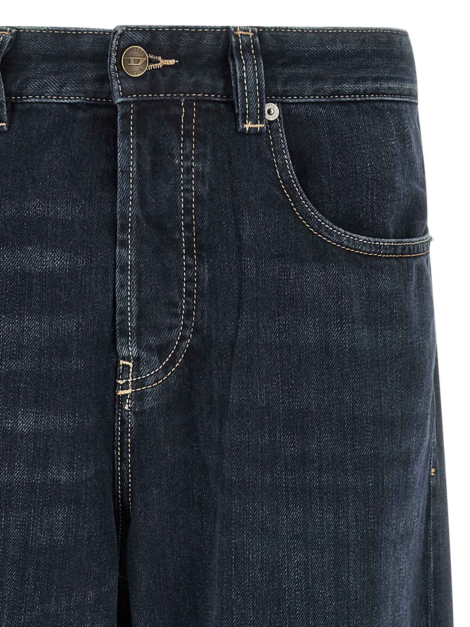 Diesel Blue Cotton Relaxed Fit Jeans