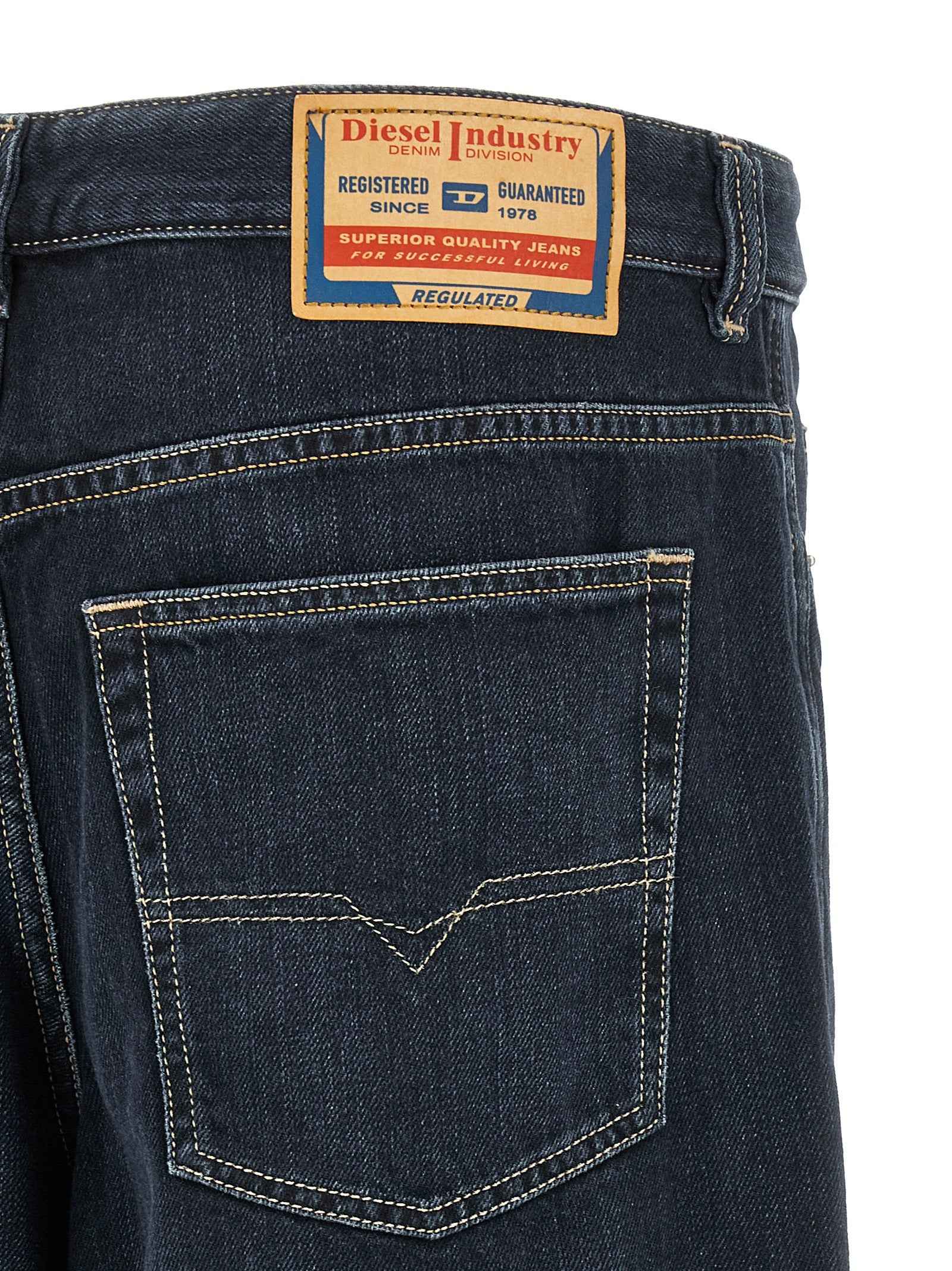 Diesel Blue Cotton Relaxed Fit Jeans