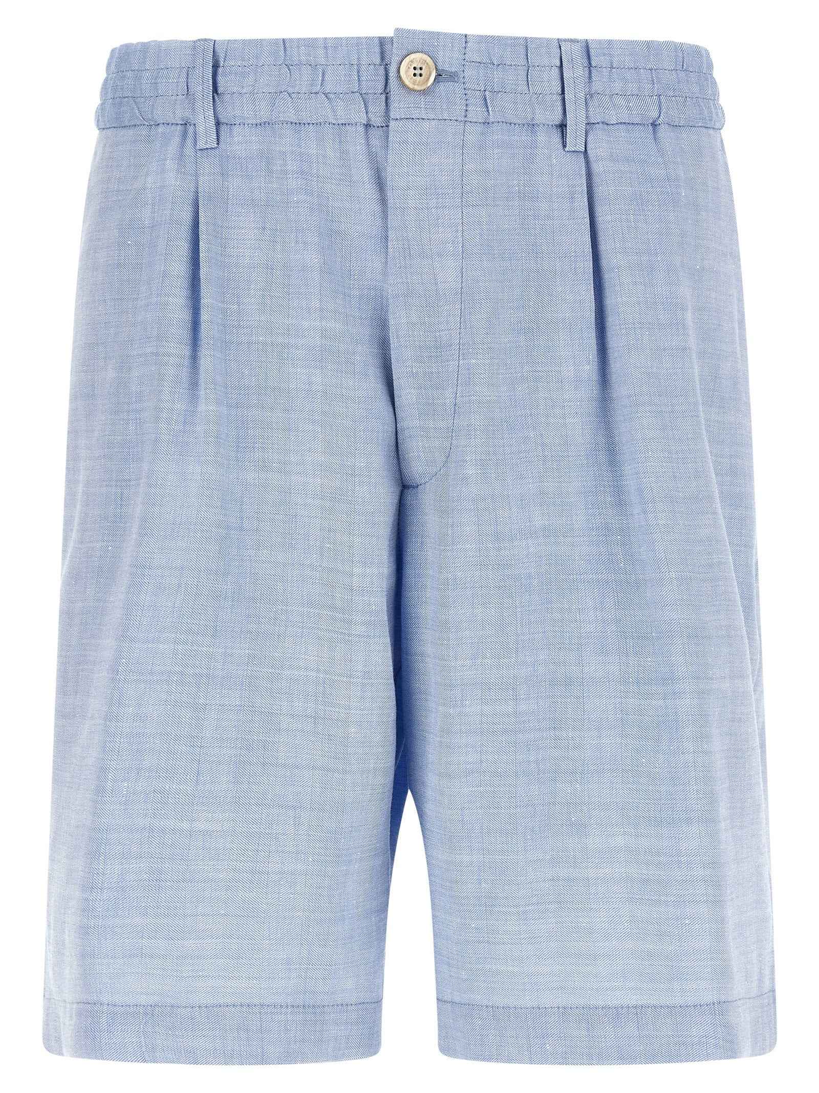 Brunello Cucinelli Blue Linen Bermuda Shorts