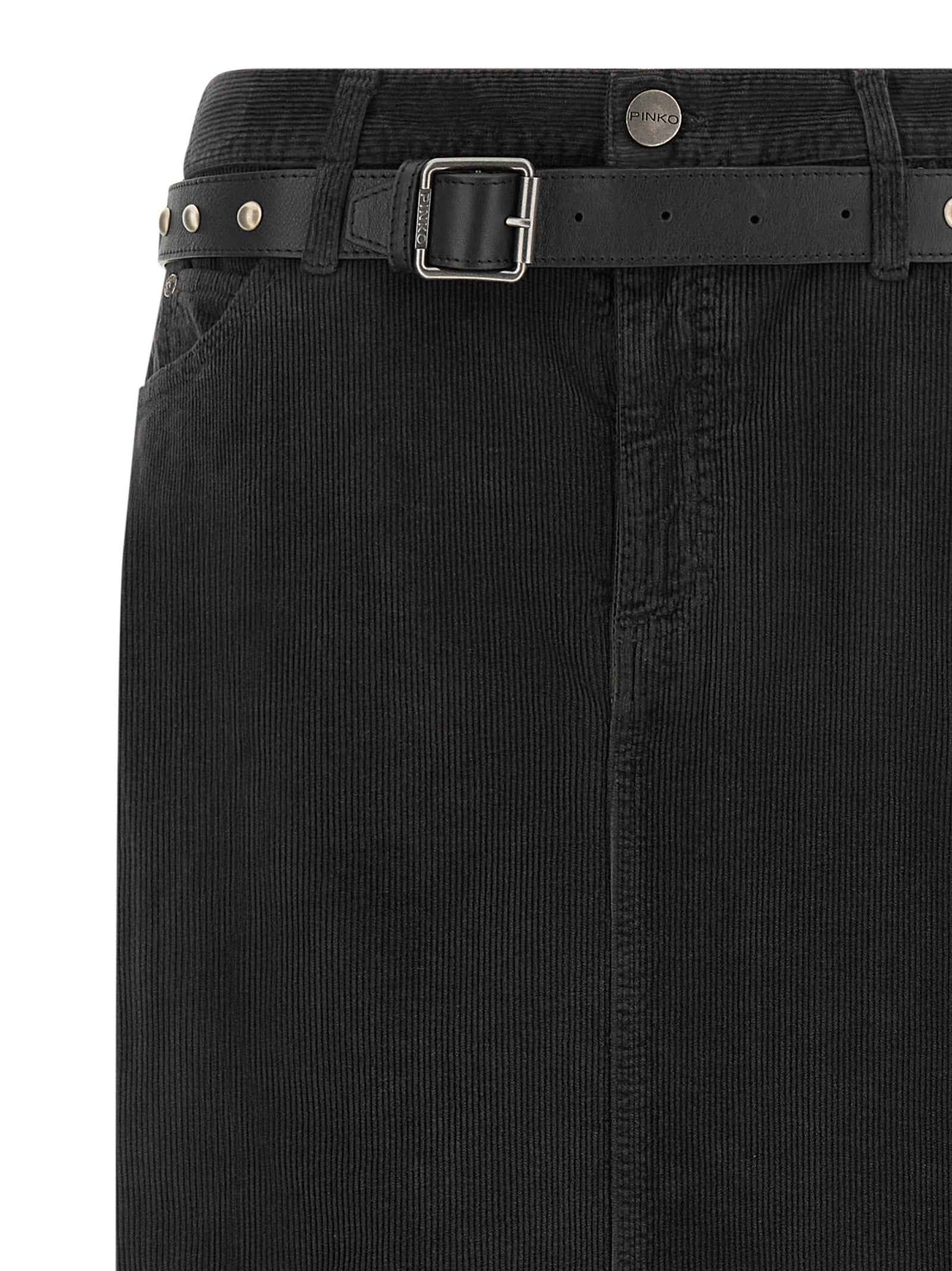 PINKO Black Cotton Midi Skirt