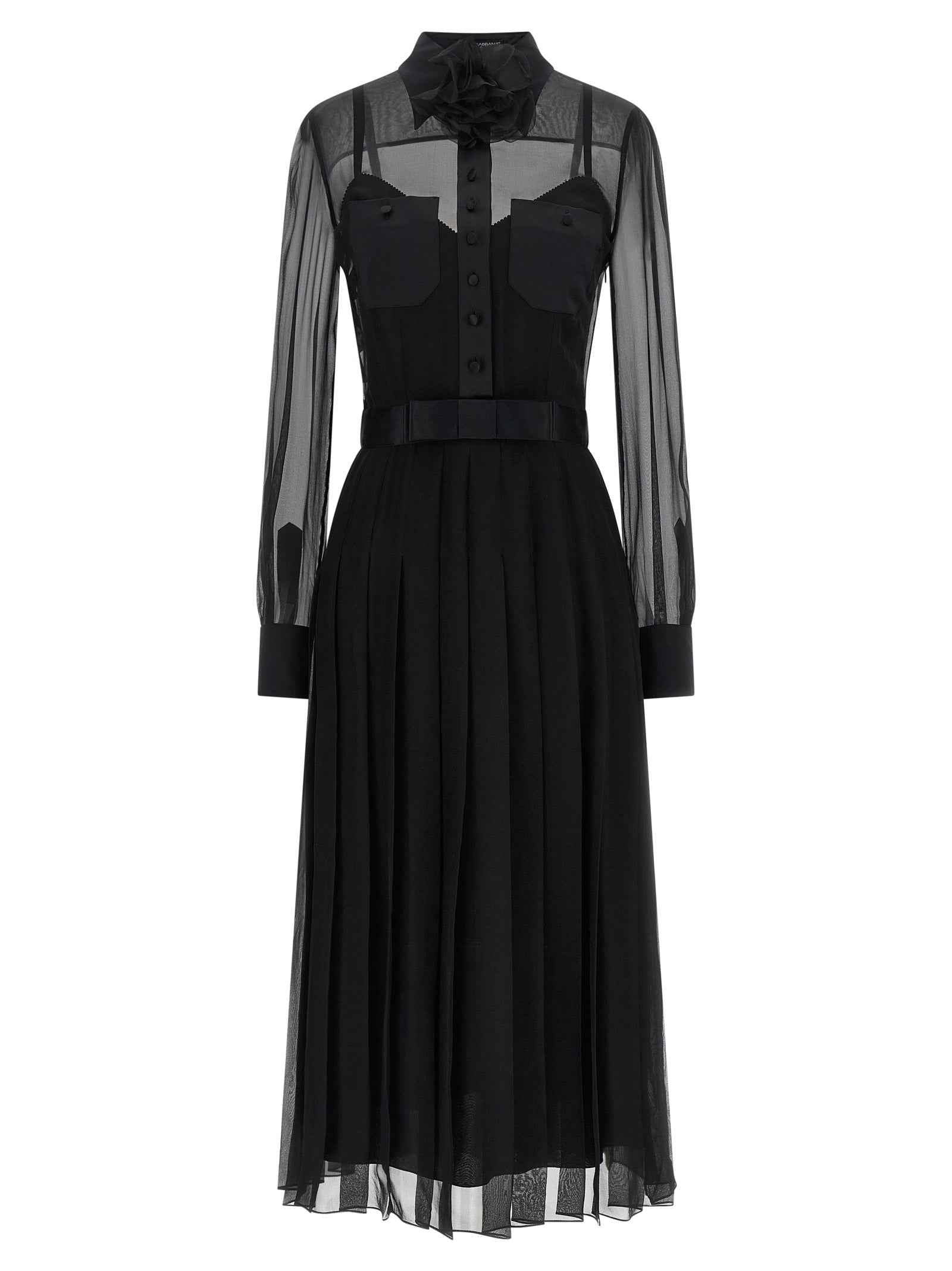 Dolce & Gabbana Black Silk Midi Dress