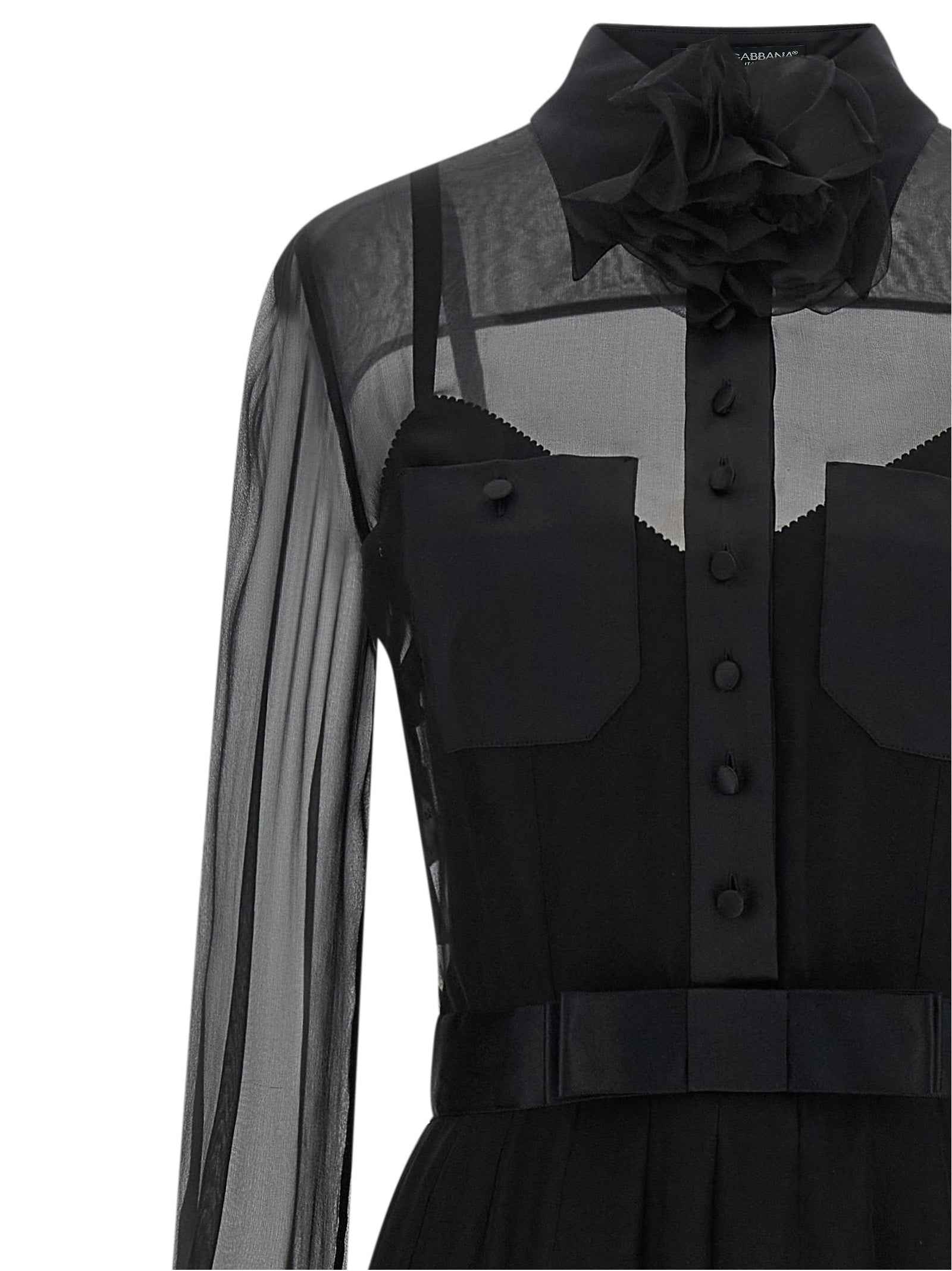 Dolce & Gabbana Black Silk Midi Dress
