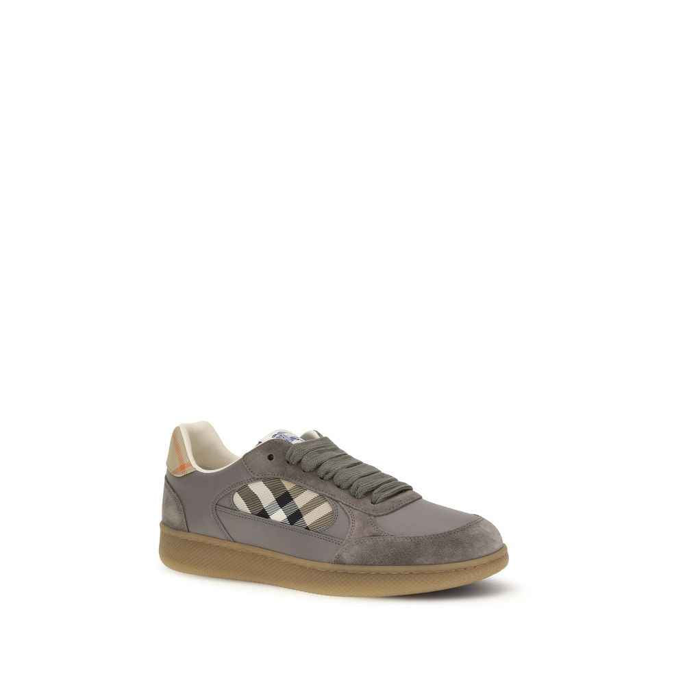 Burberry Gray Calf Leather Bos Taurus Low Top Sneakers