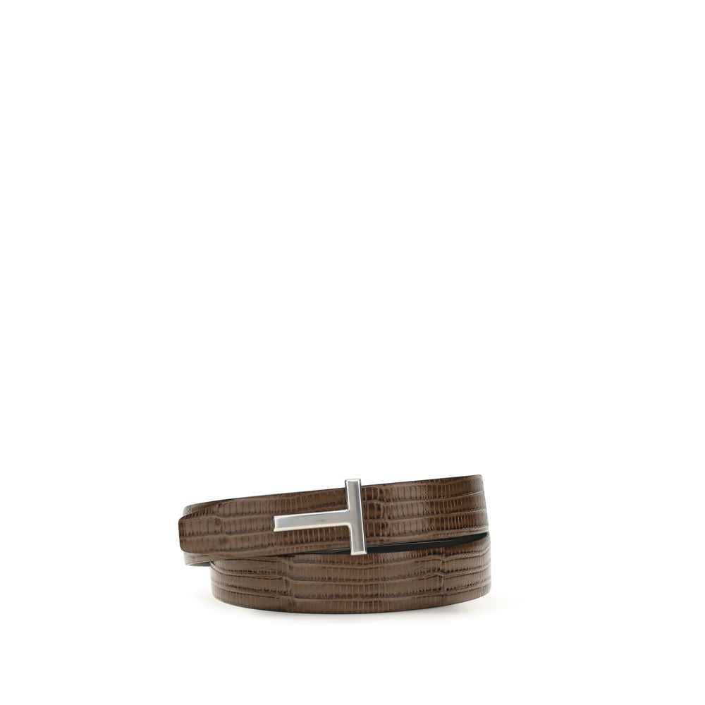 Tom Ford Brown Calf Leather Bos Taurus Belt