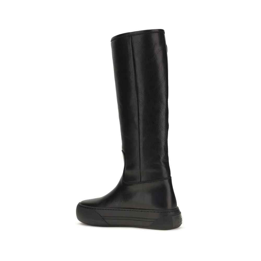 Chloé Black Calf Leather Bos Taurus Flat Boots