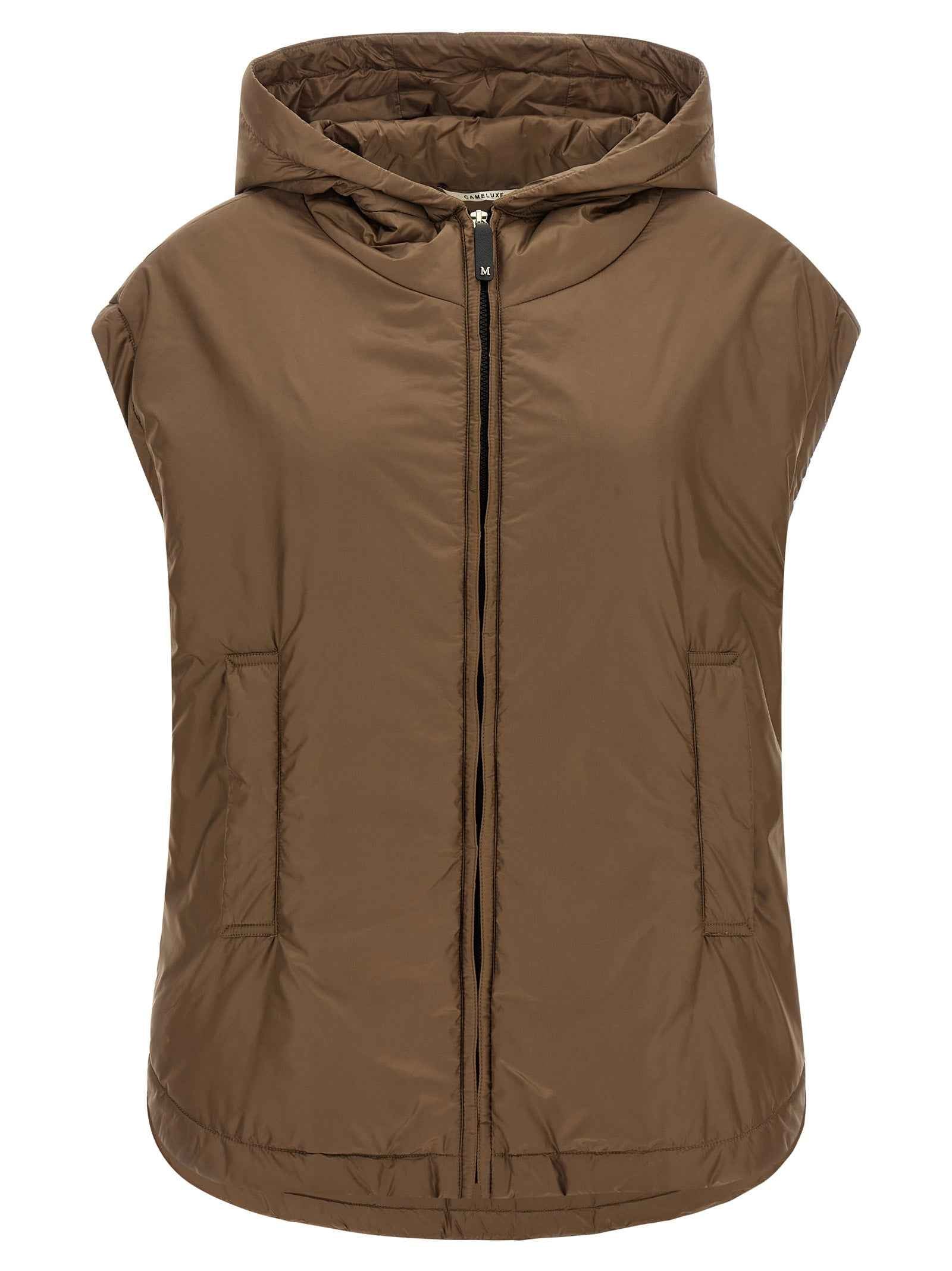 Max Mara Brown Polyester Sleeveless Jacket