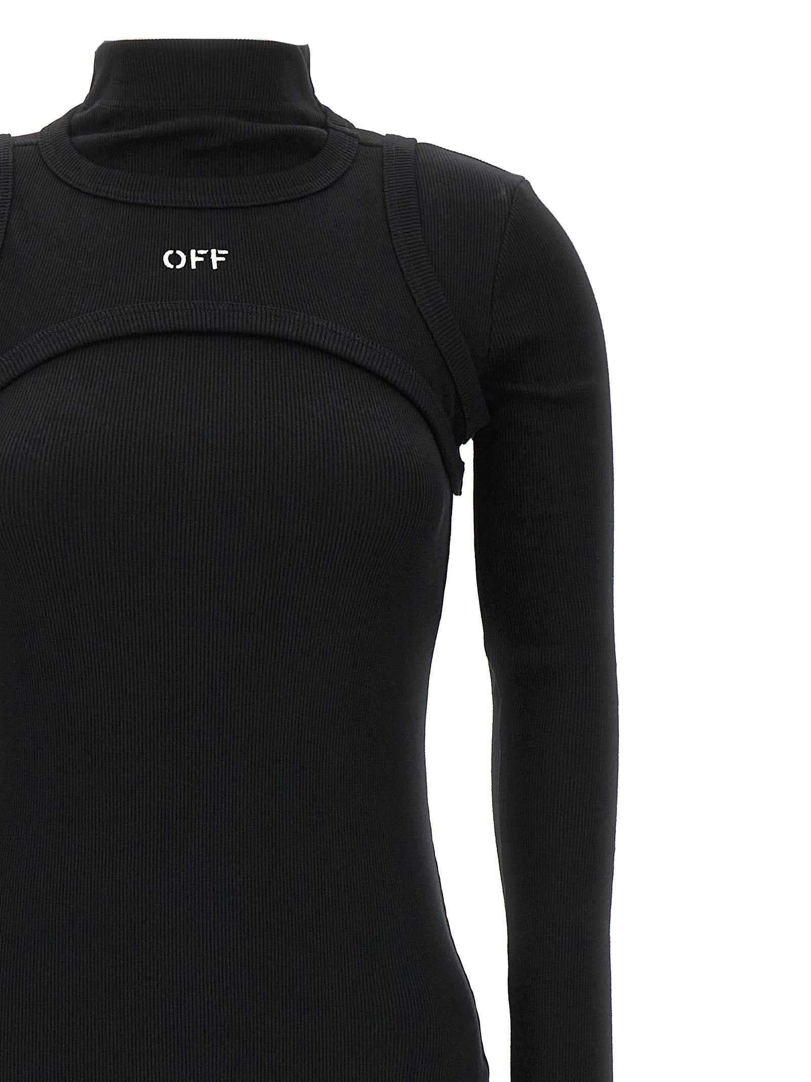 Off-White Black Cotton Midi Dress