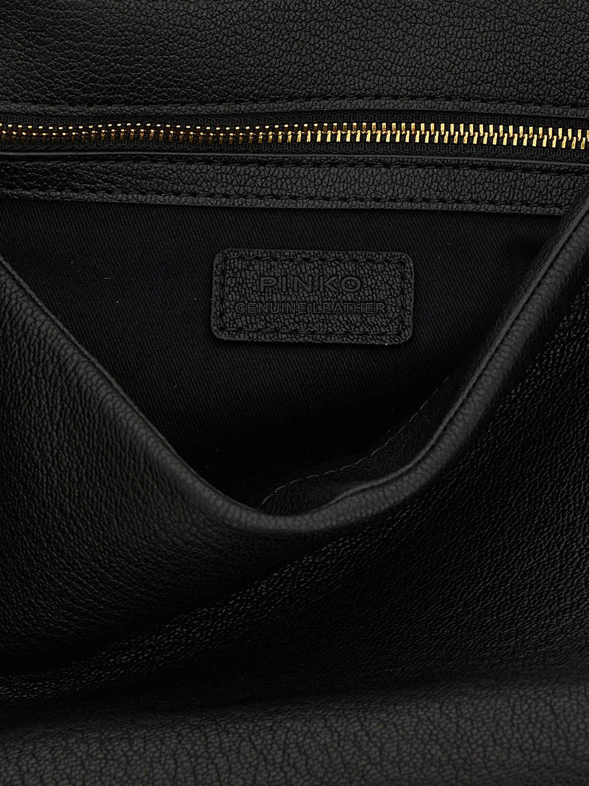 PINKO Black Lamb Leather Shoulder Bag