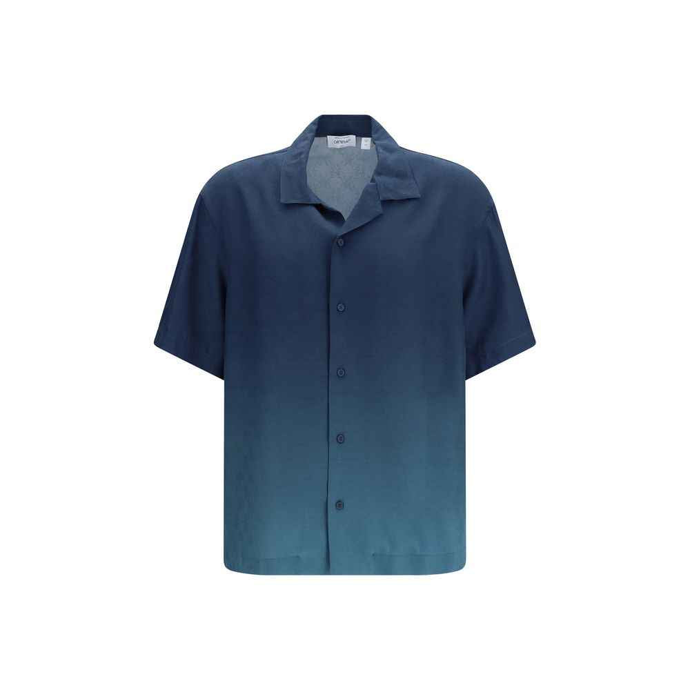 Off-White Blue Viscose Pattern Shirt