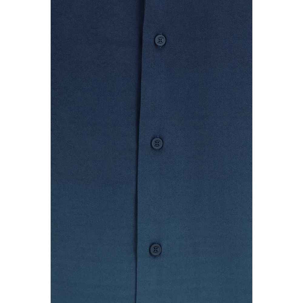 Off-White Blue Viscose Pattern Shirt