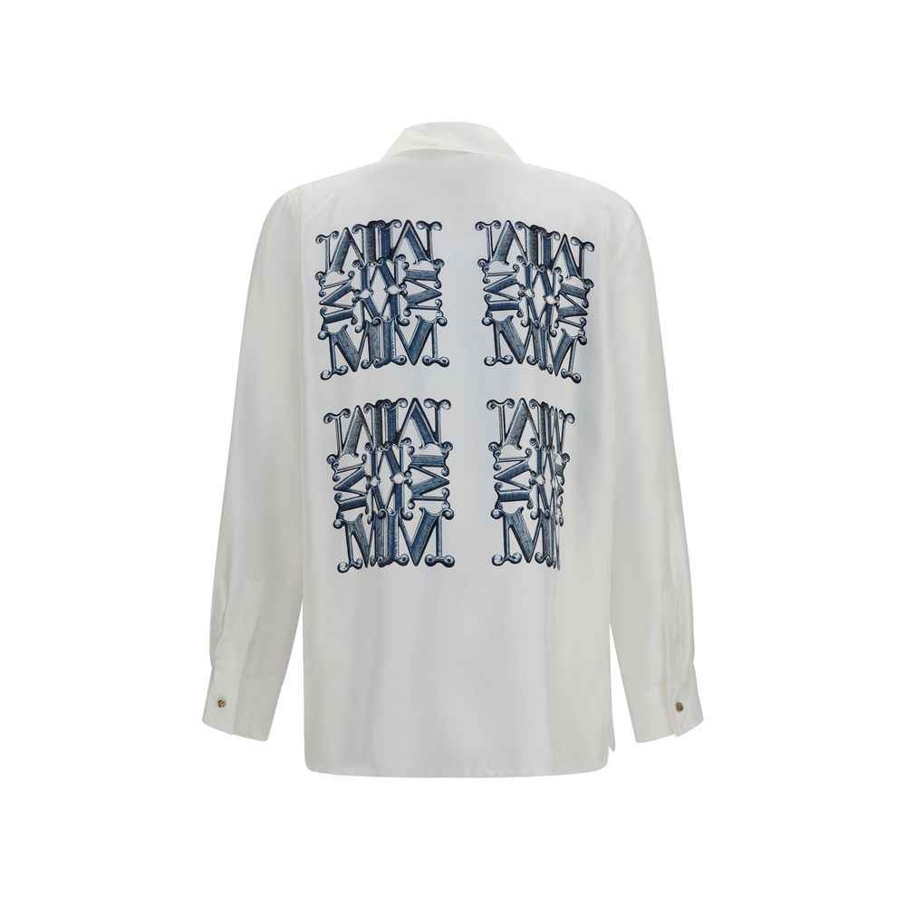 Max Mara White Silk Pattern Shirt