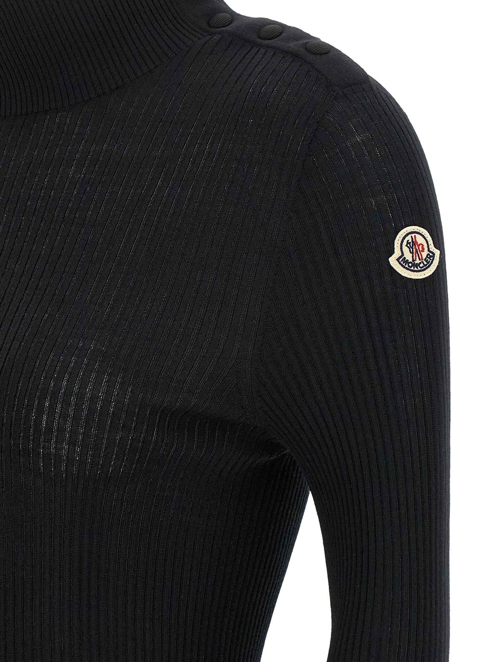 Moncler Black Virgin Wool Cardigan