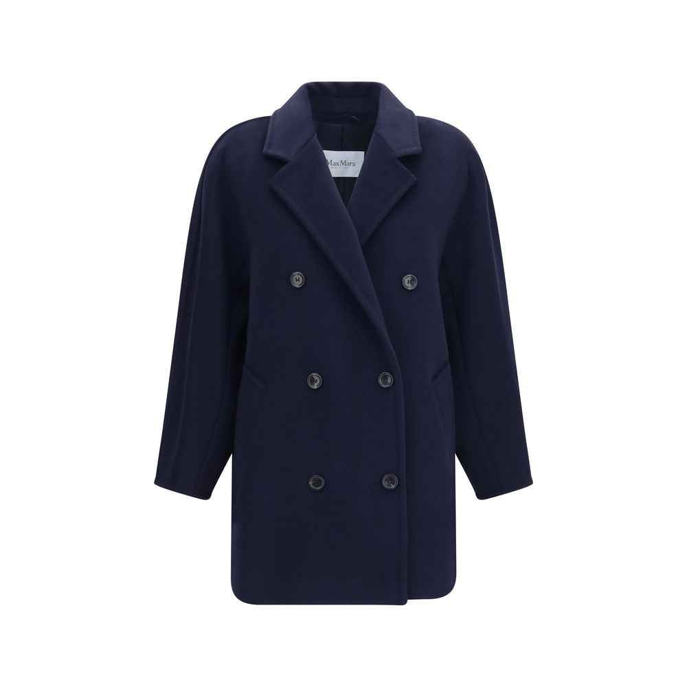 Max Mara Blue Wool Oves Aries Full-Length Jacket