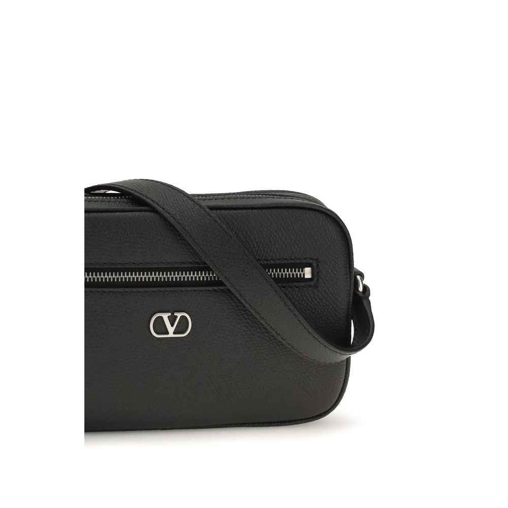 Valentino Garavani Black Calf Leather Bos Taurus Shoulder Bag