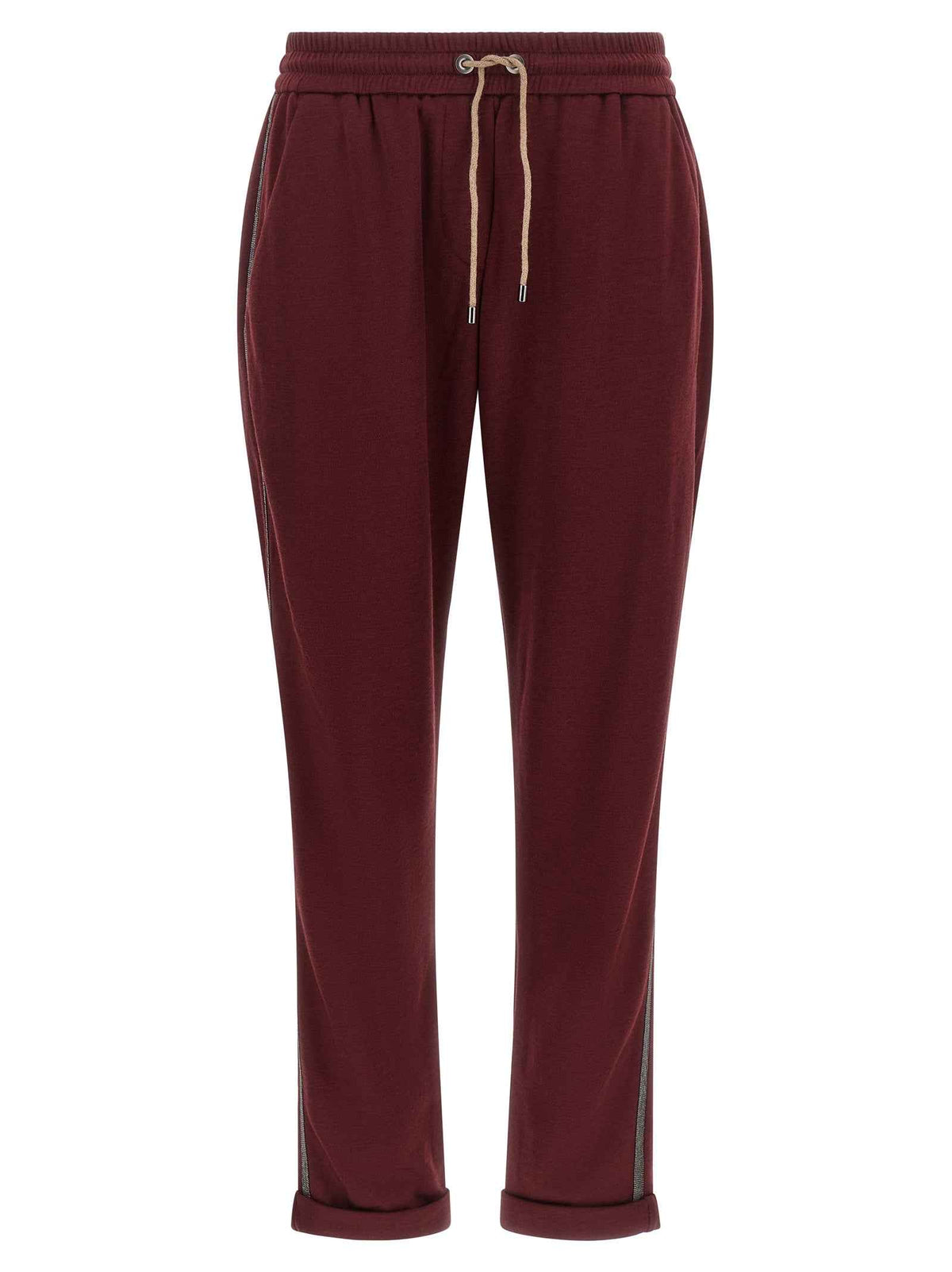 Brunello Cucinelli Bordeaux Cotton Joggers (Workout Pants)