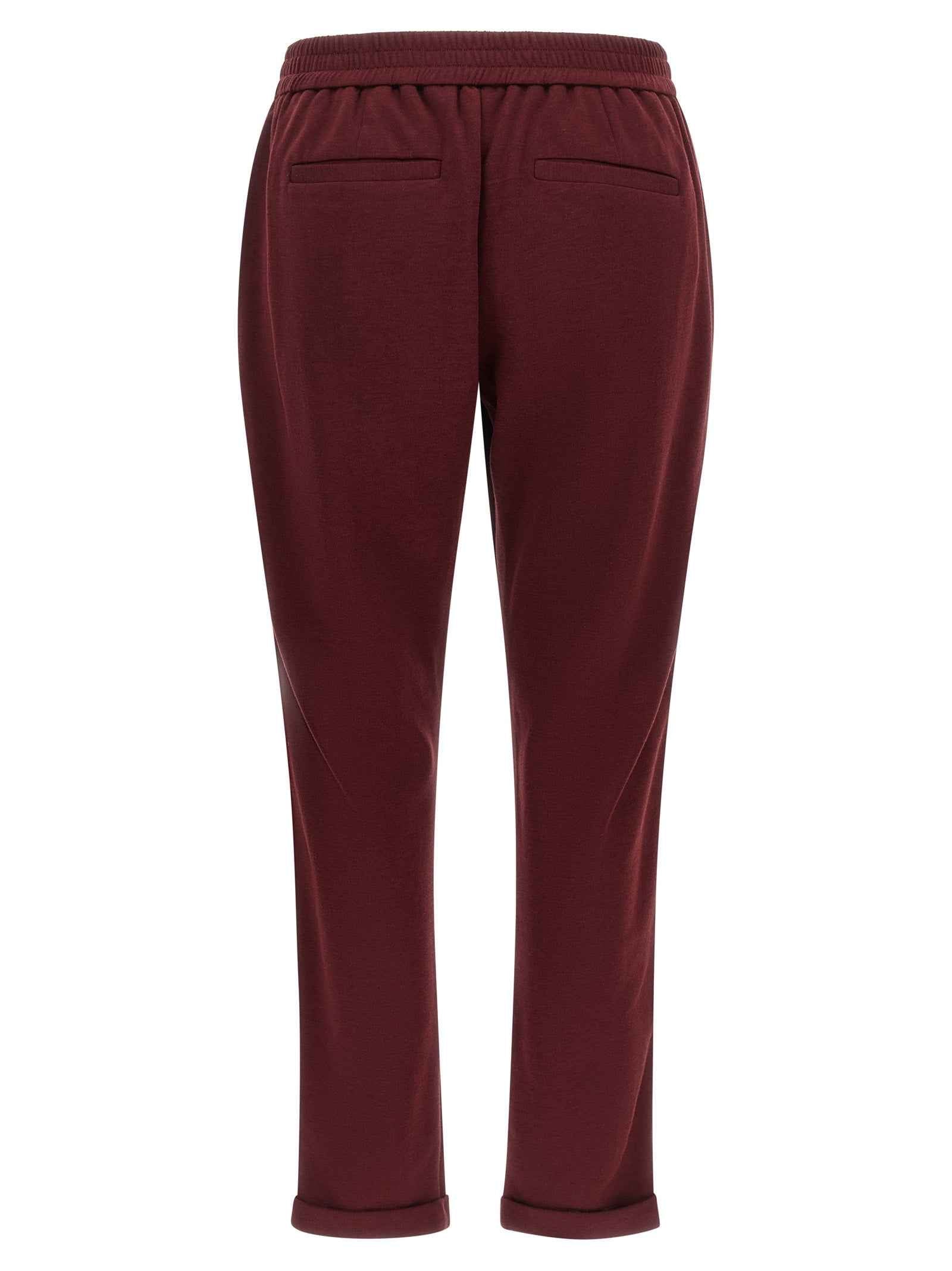 Brunello Cucinelli Bordeaux Cotton Joggers (Workout Pants)