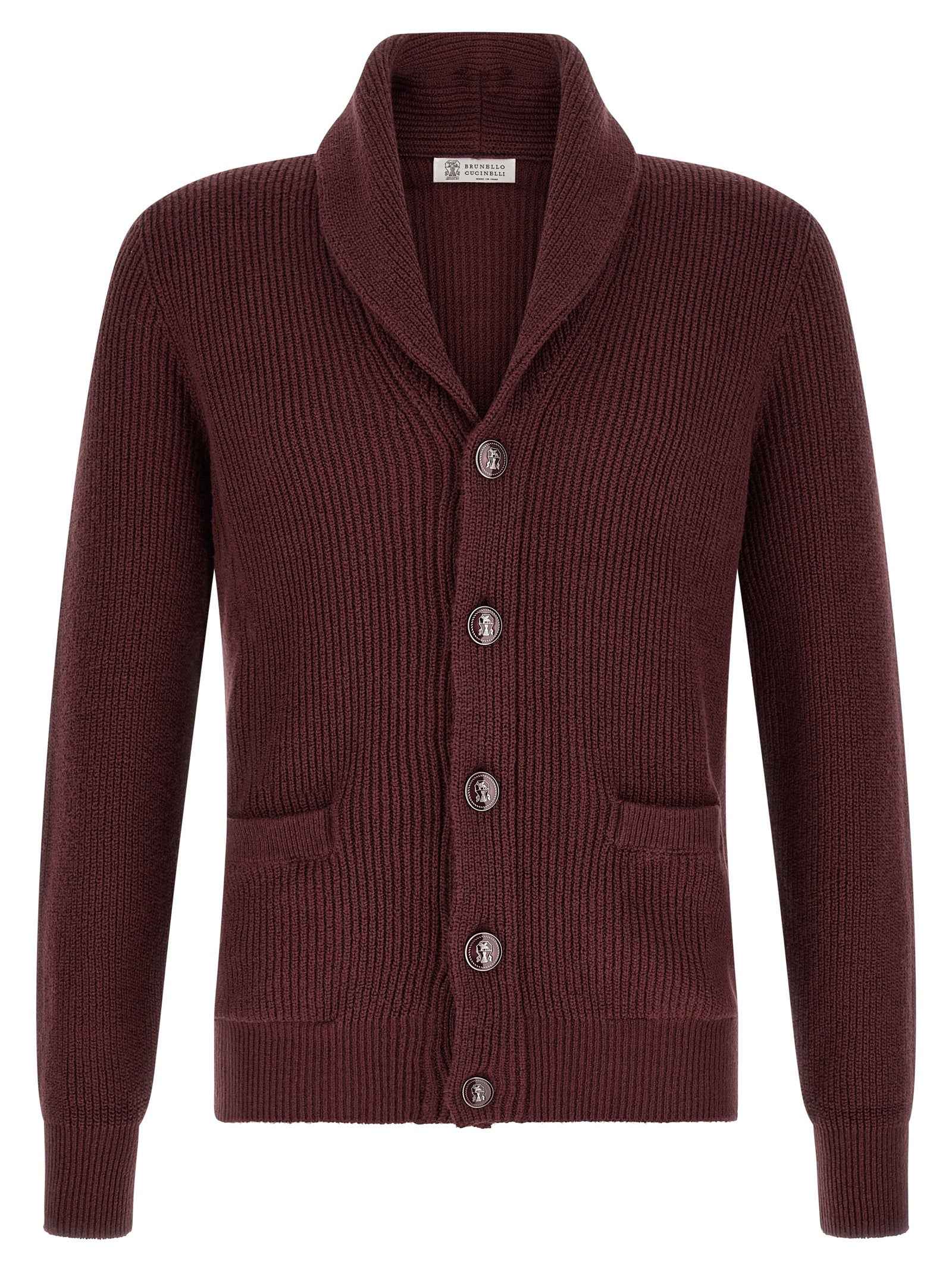 Brunello Cucinelli Bordeaux Cotton Cardigan