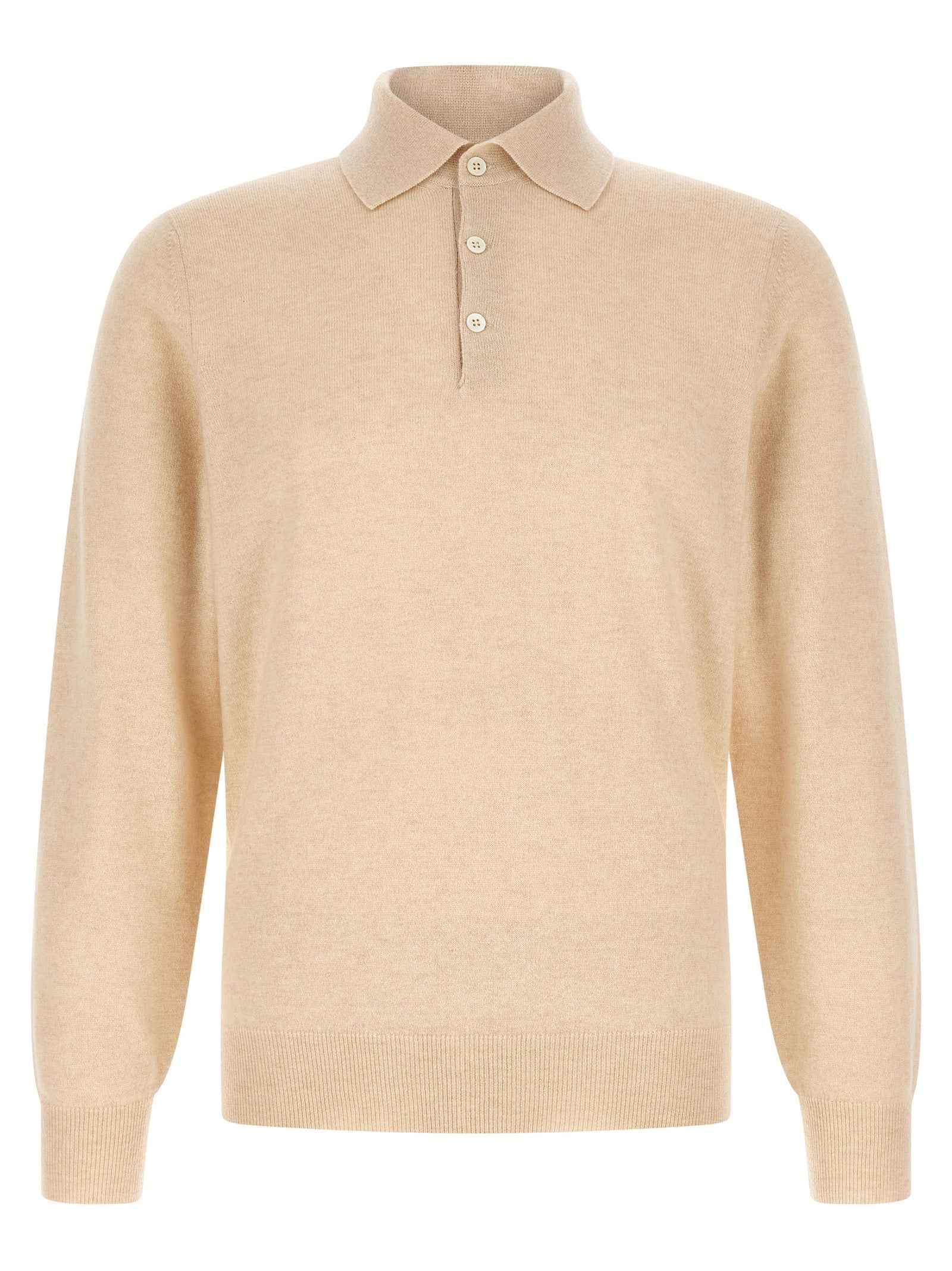 Brunello Cucinelli Beige Cashmere Polo Shirt