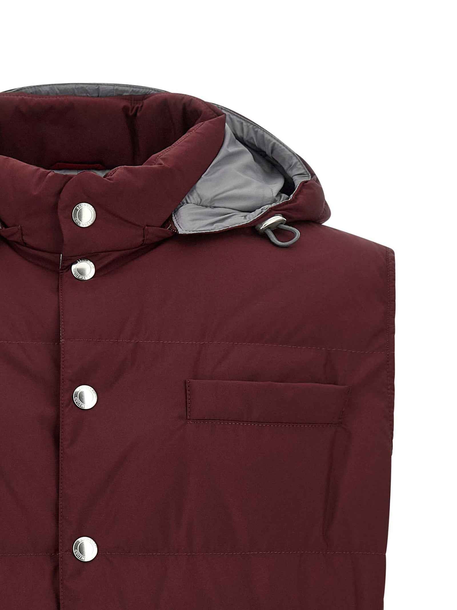 Brunello Cucinelli Bordeaux Polyester Sleeveless Jacket