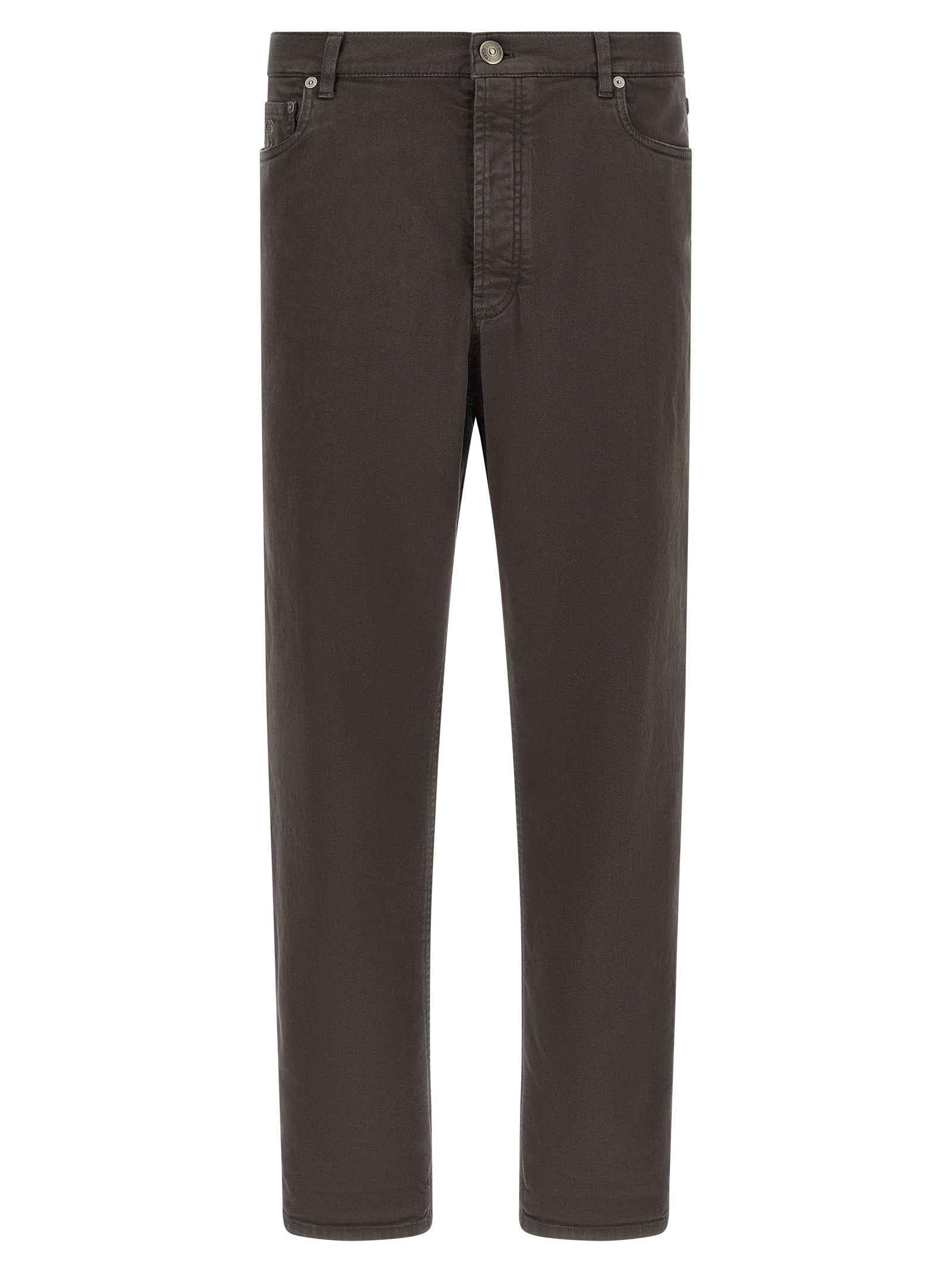 Brunello Cucinelli Brown Cotton Straight-Leg Jeans
