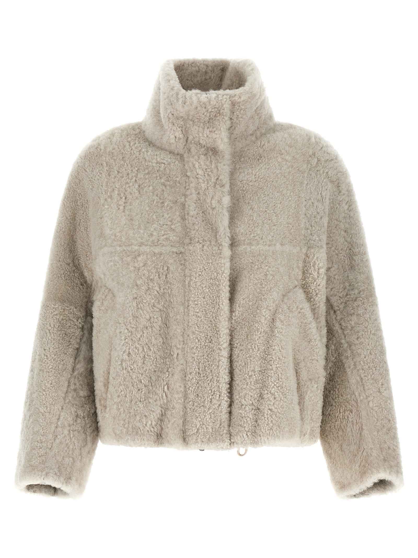 Brunello Cucinelli Beige Lamb Leather Full-Length Jacket