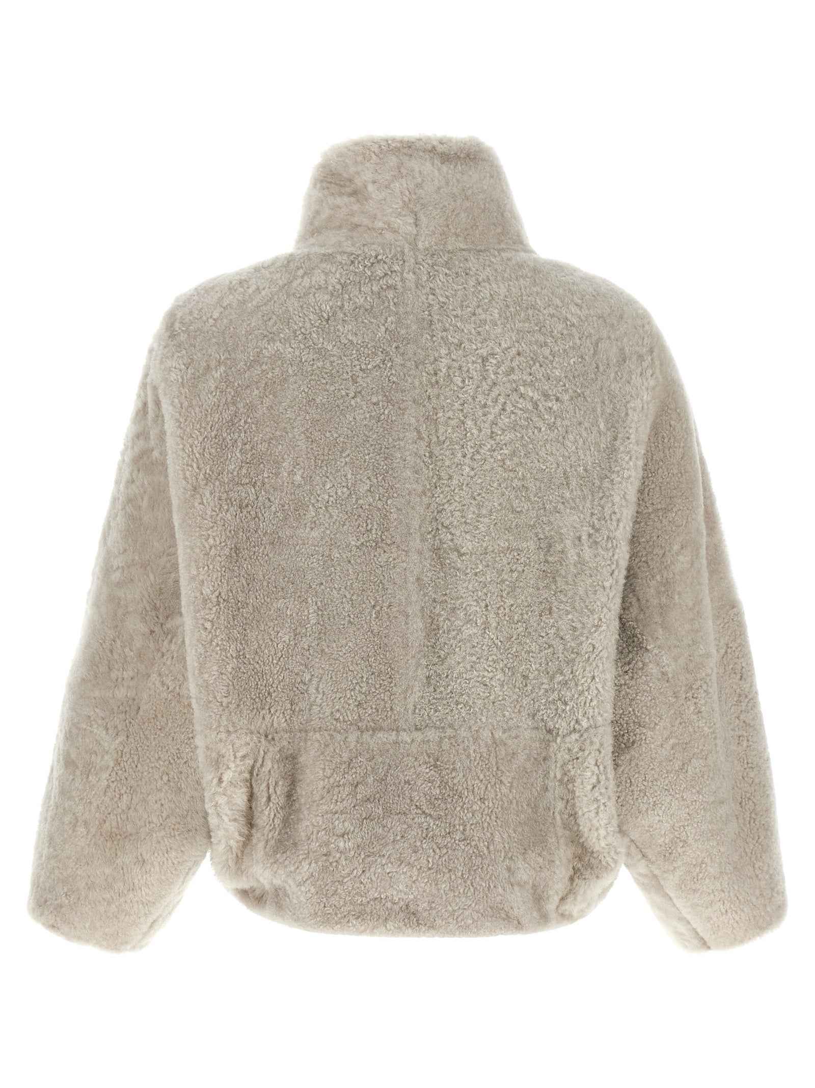 Brunello Cucinelli Beige Lamb Leather Full-Length Jacket