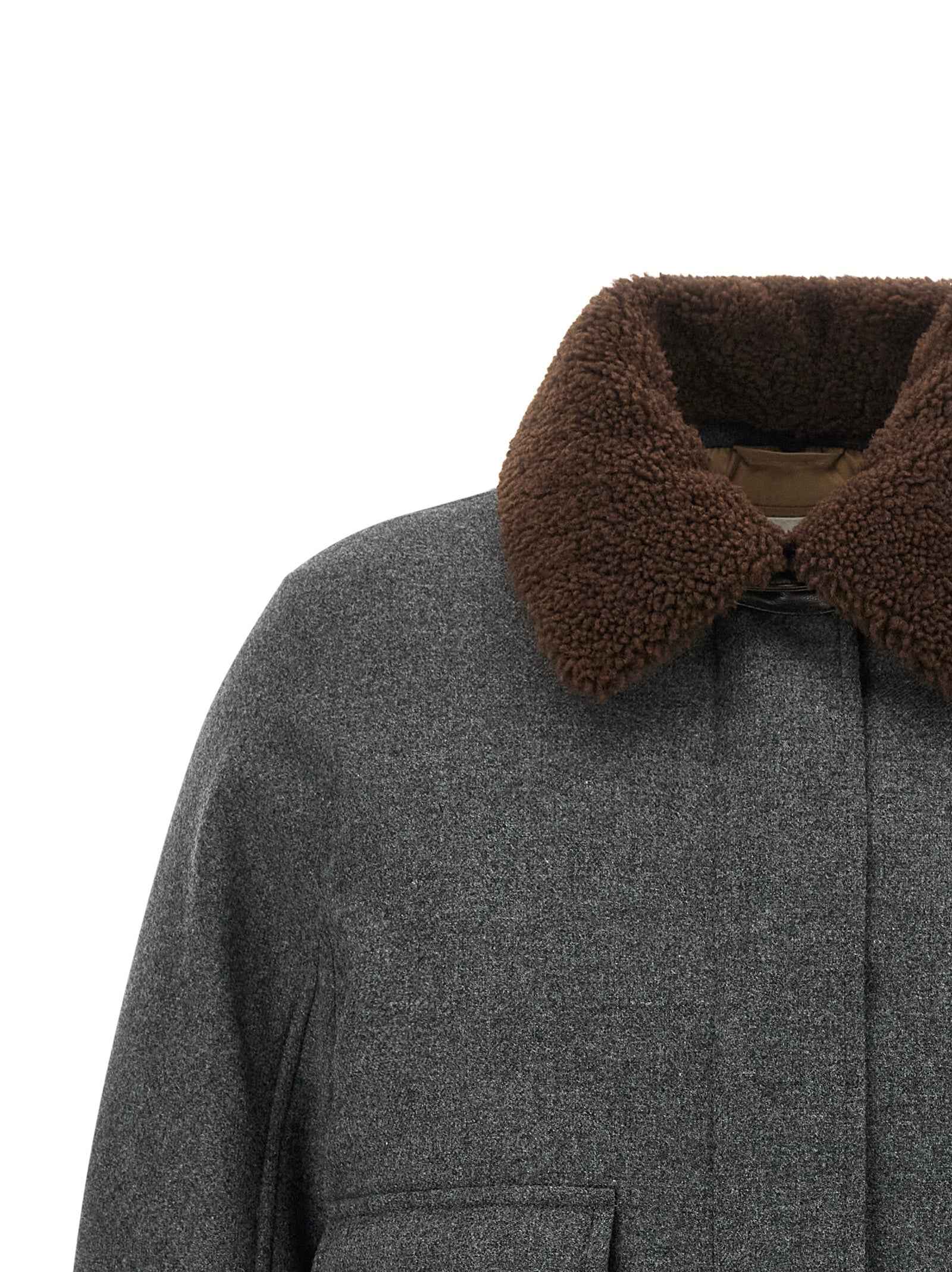 Brunello Cucinelli Gray Virgin Wool Full-Length Jacket