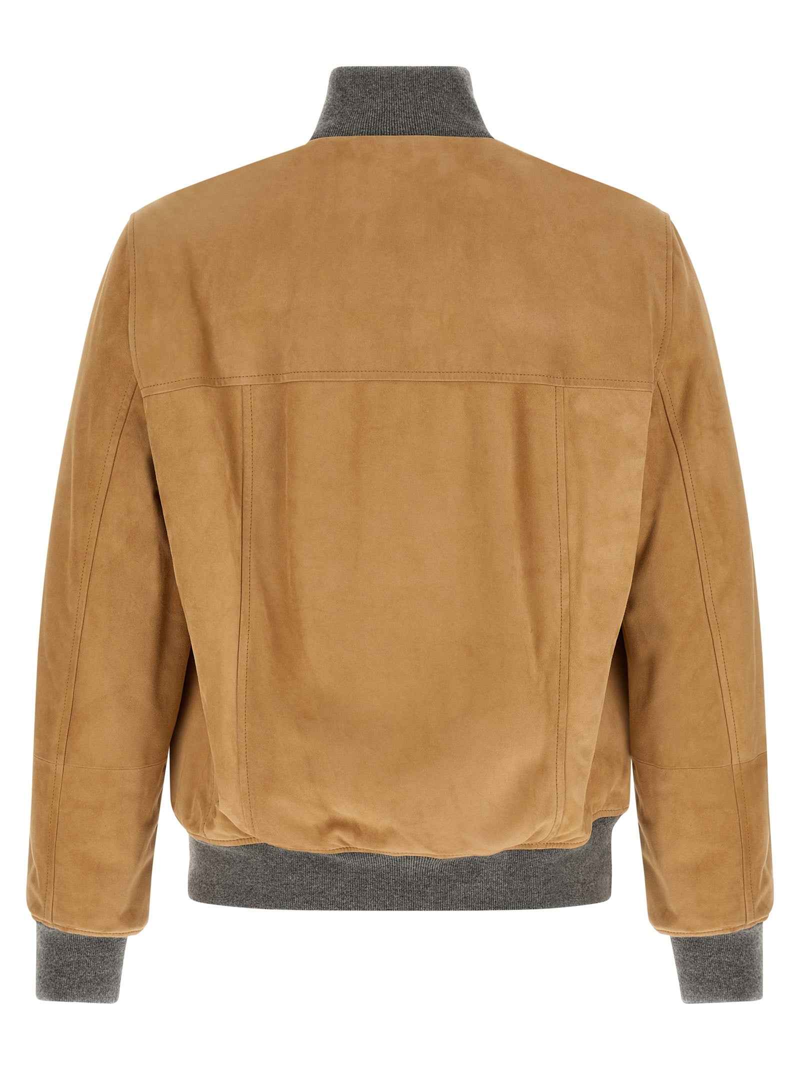 Brunello Cucinelli Beige Lamb Leather Leather Jacket