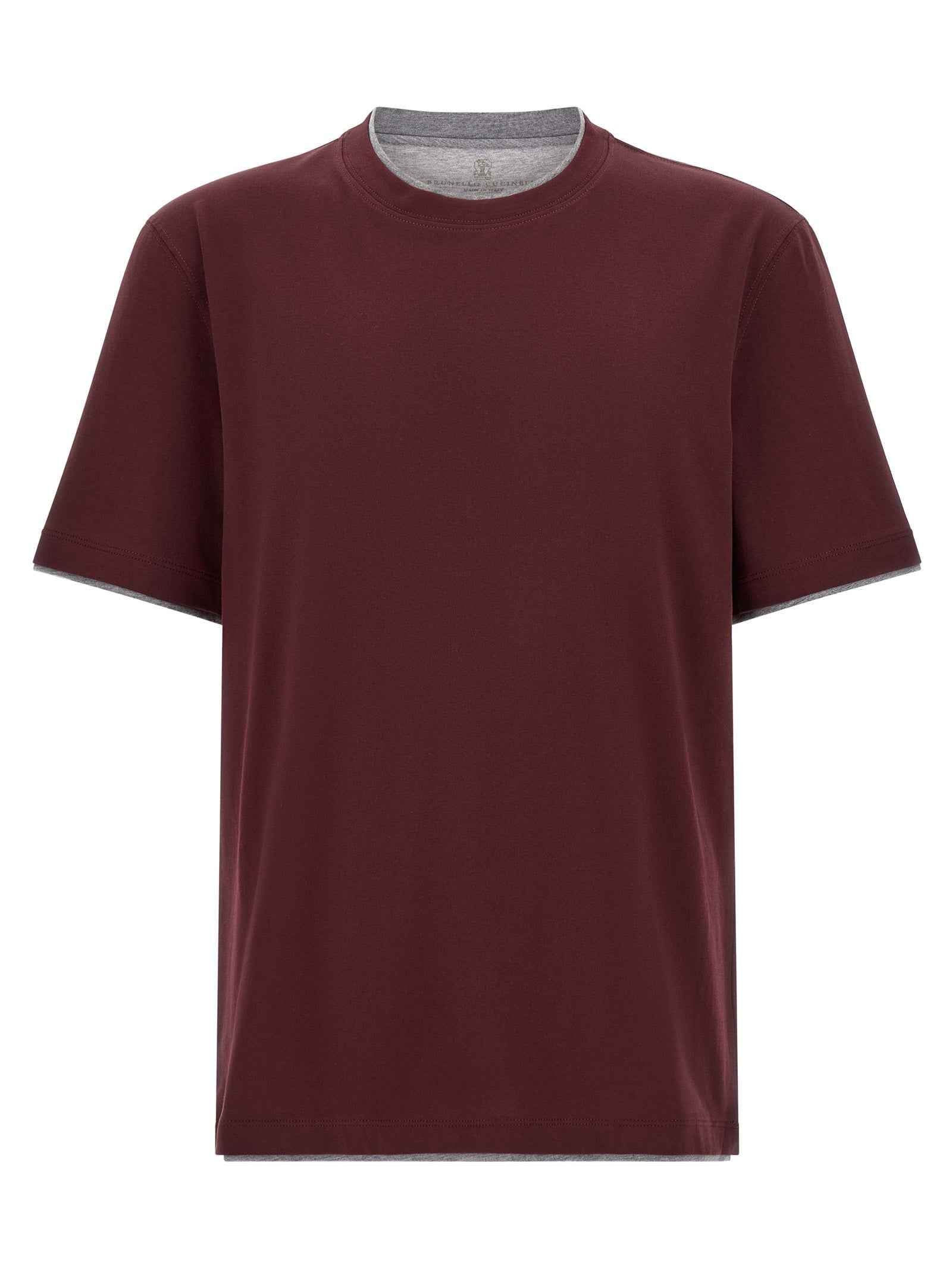 Brunello Cucinelli Bordeaux Cotton T-Shirt