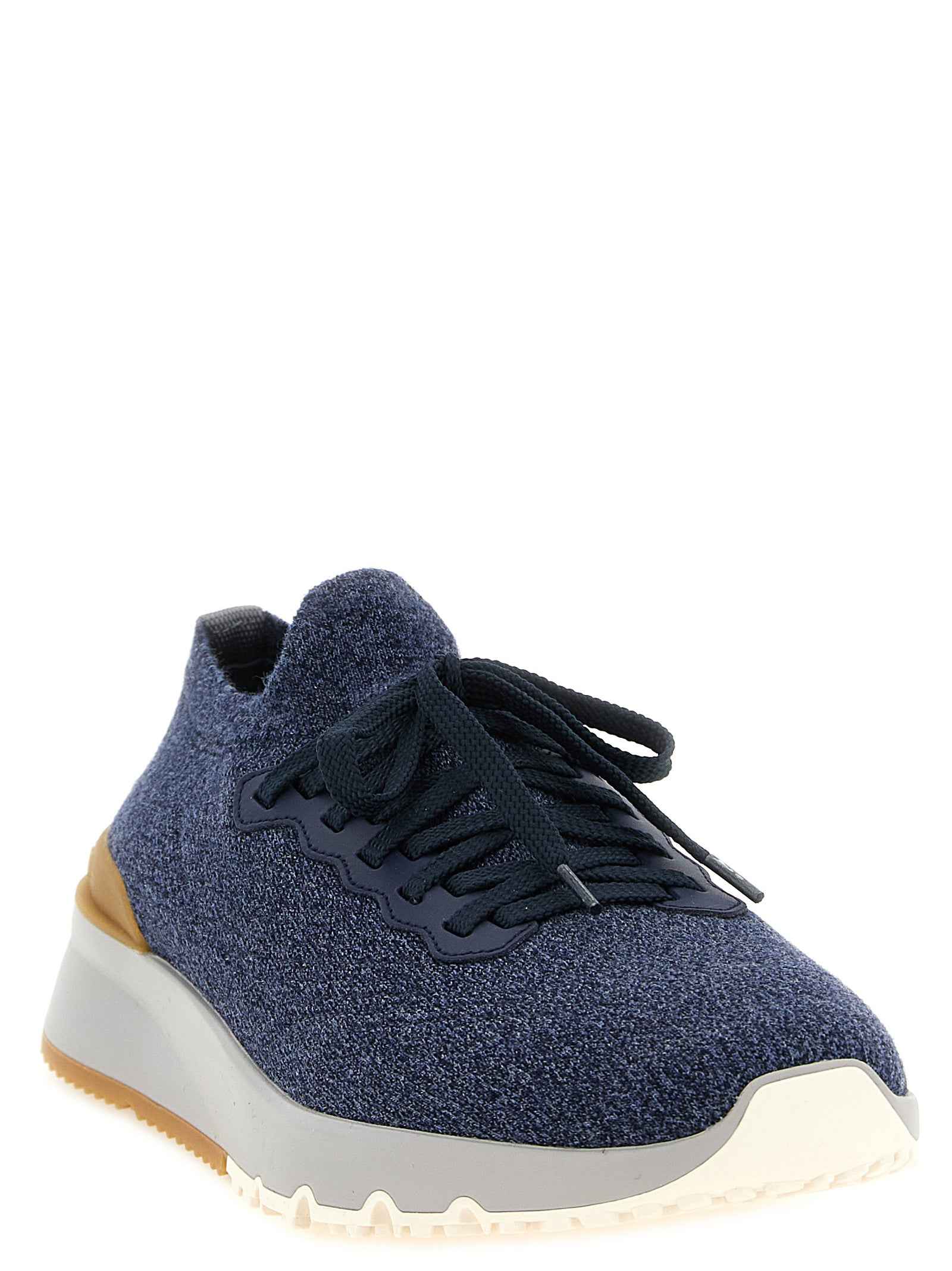 Brunello Cucinelli Blue Wool Athletic Sneakers