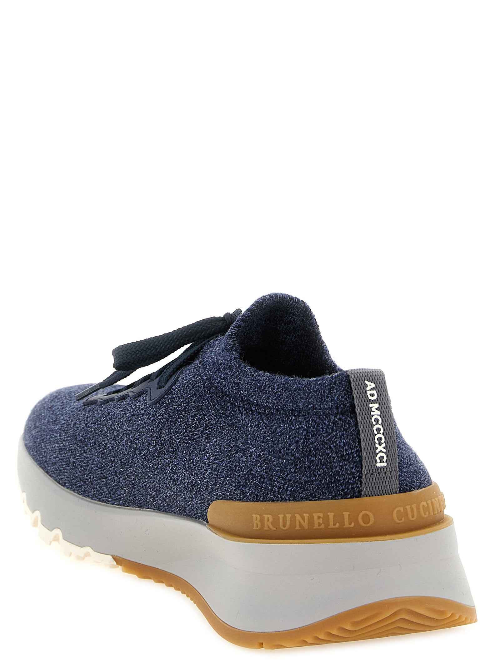 Brunello Cucinelli Blue Wool Athletic Sneakers