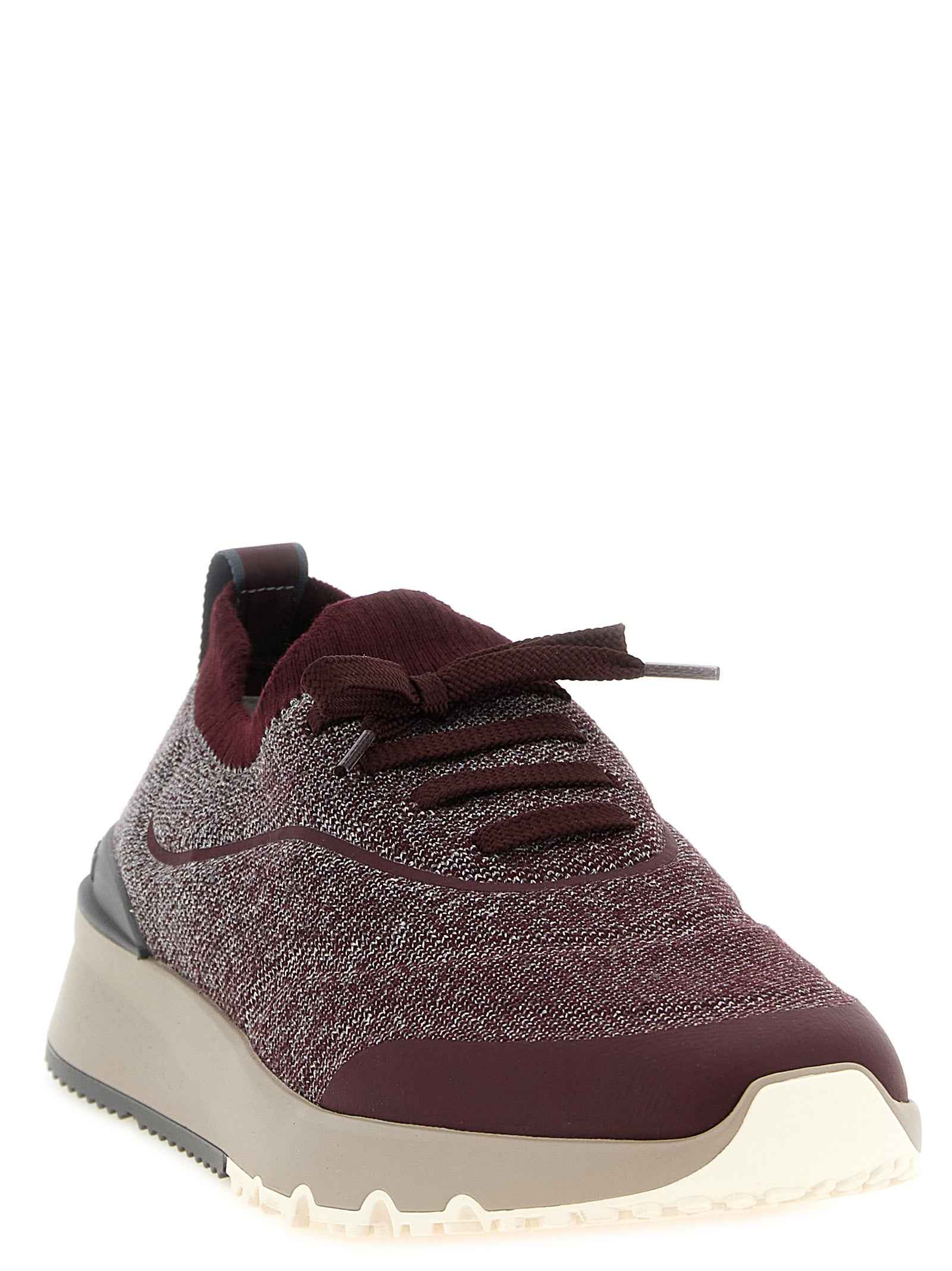 Brunello Cucinelli Bordeaux Cotton Athletic Sneakers