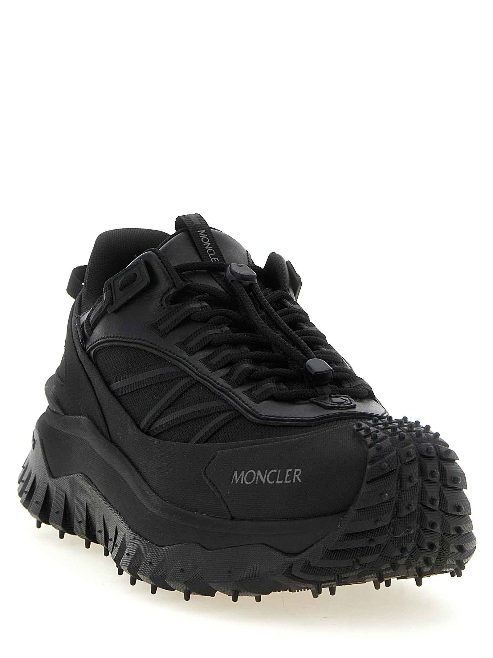 Moncler Black Leather Athletic Sneakers