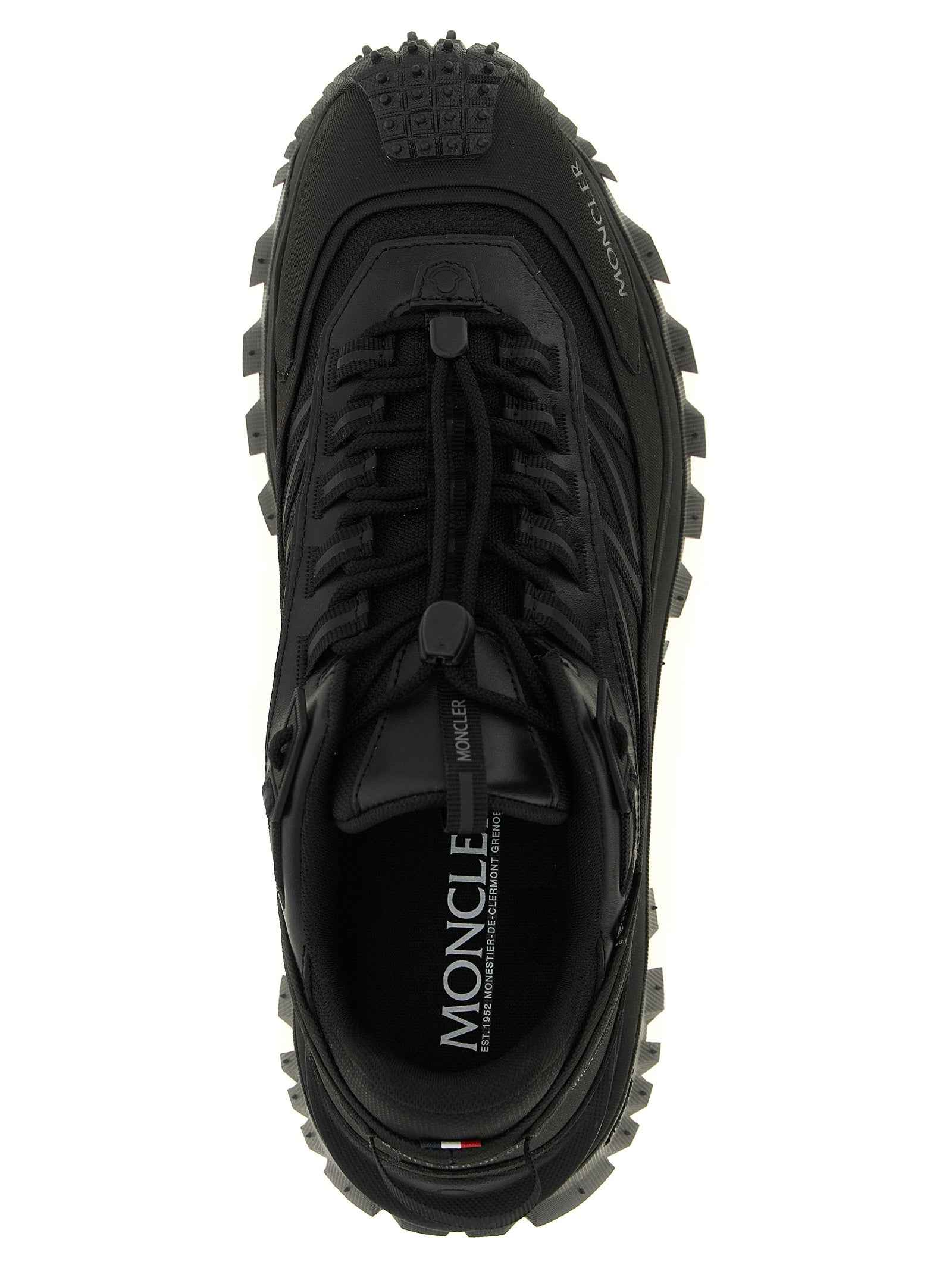 Moncler Black Leather Athletic Sneakers