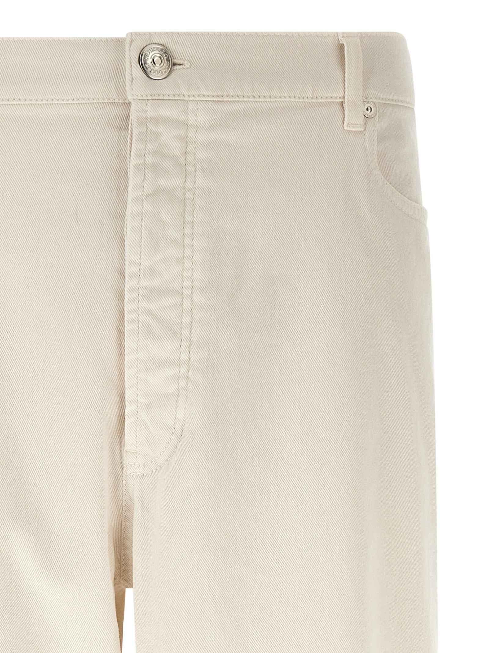 Brunello Cucinelli White Cotton Relaxed Fit Jeans