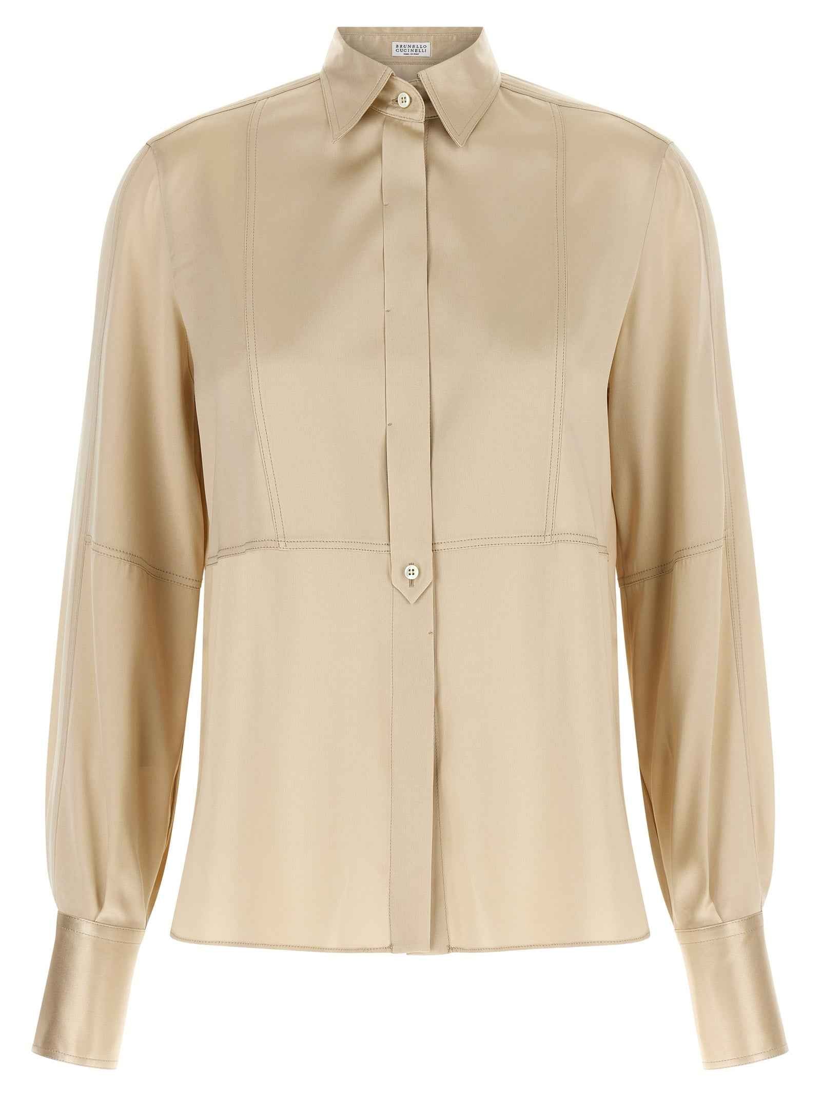 Brunello Cucinelli Beige Silk Blouse