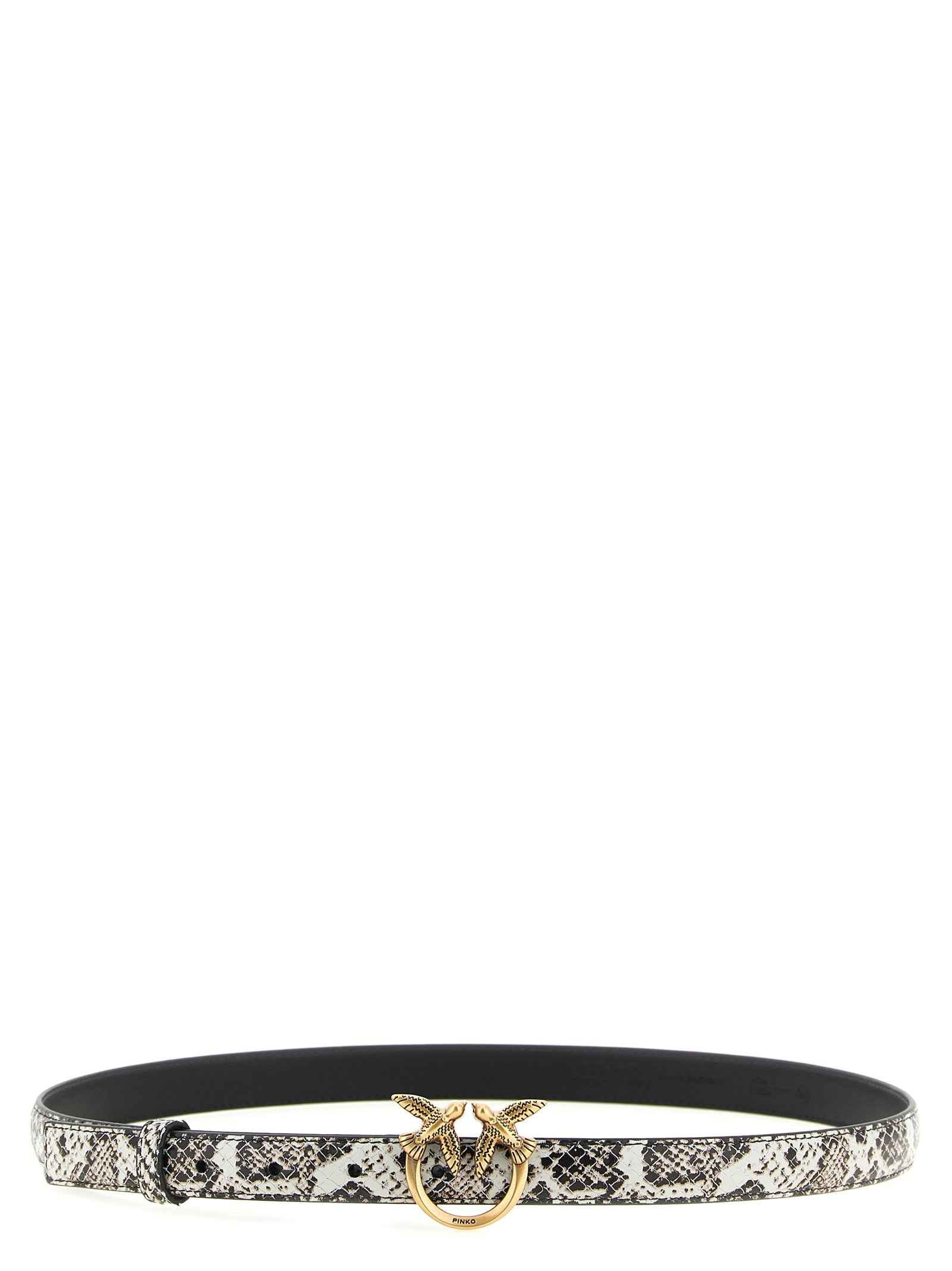 PINKO Gray Calfskin Thin Belt