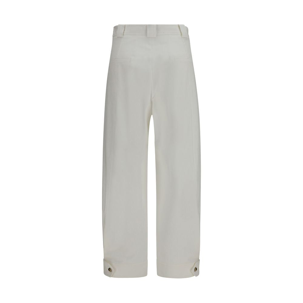 Max Mara White Cotton Cropped Pants