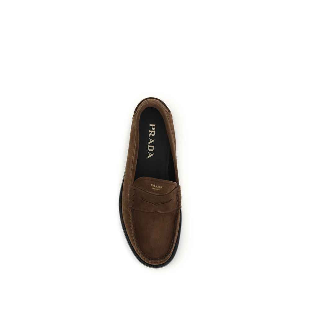 Prada Brown Suede Leather Slip-On Loafers
