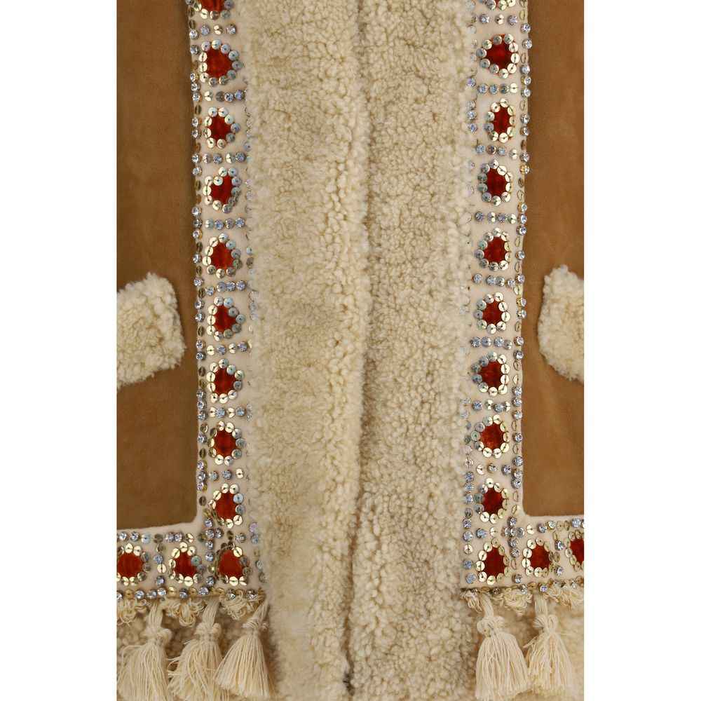 Valentino Garavani Beige Lamb Ovis Aries Aries Sleeveless Jacket