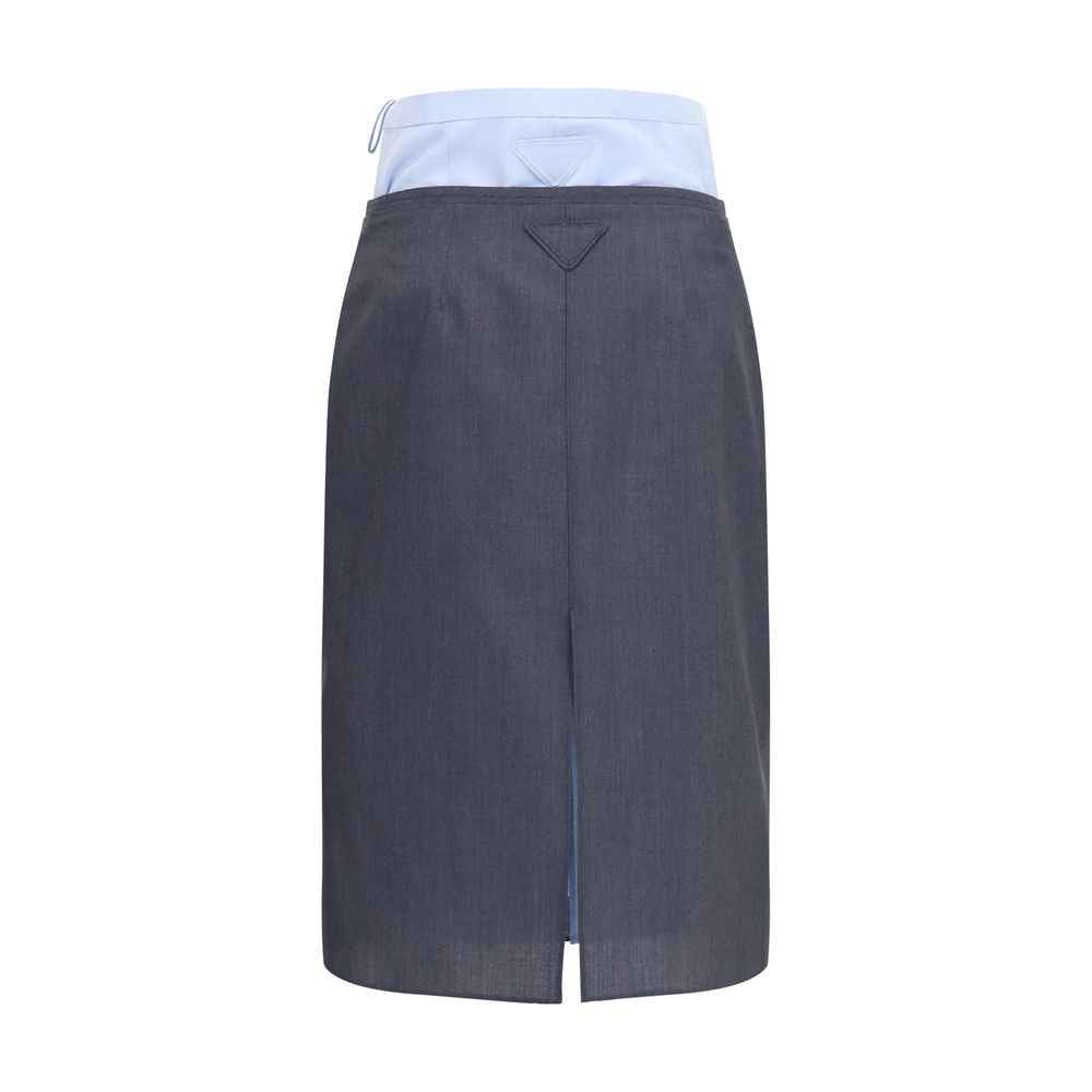 Prada Gray Cotton Midi Skirt