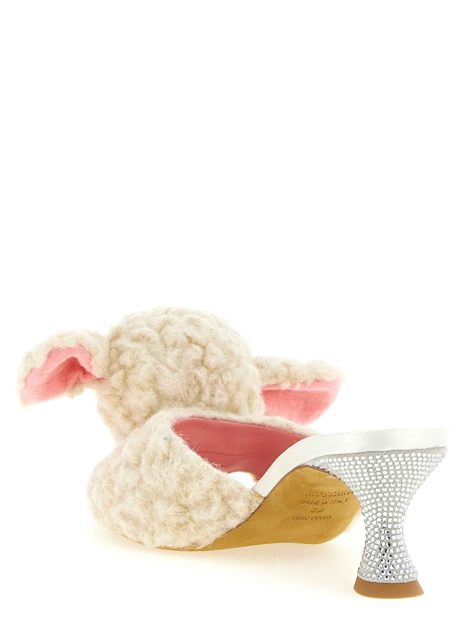 Moschino White Virgin Wool Mules