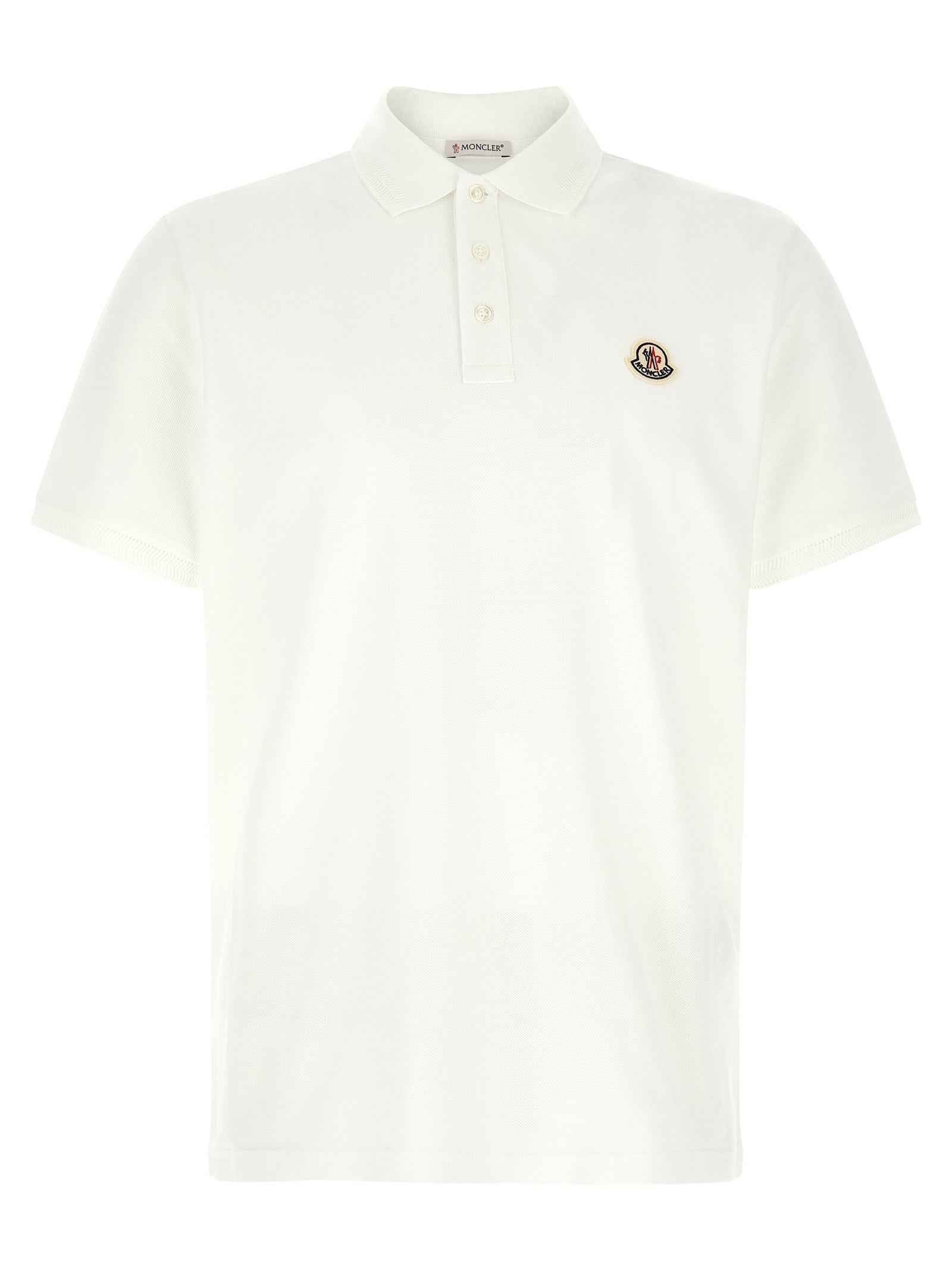 Moncler White Cotton Polo Shirt