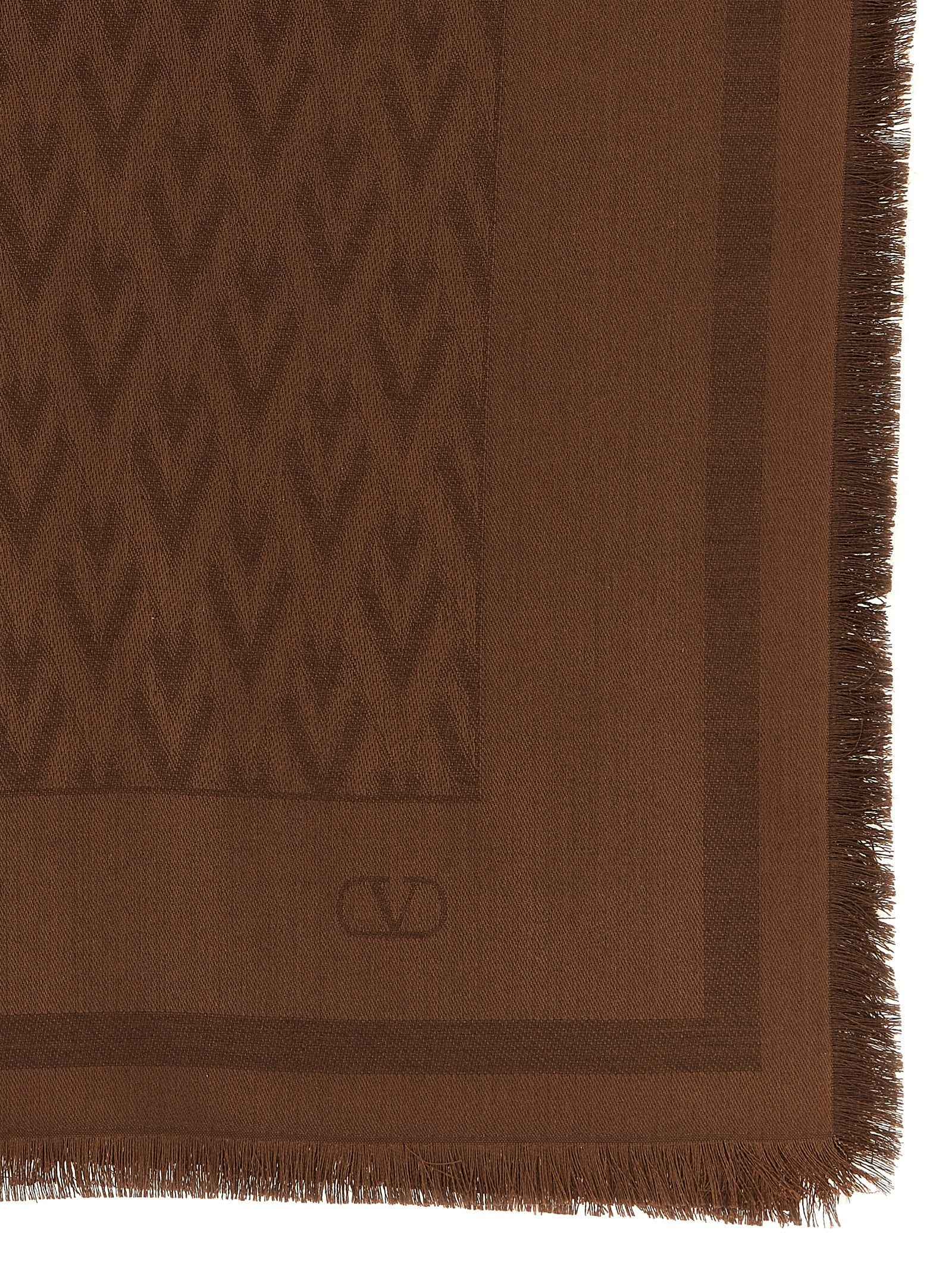 Valentino Garavani Brown Silk Scarf