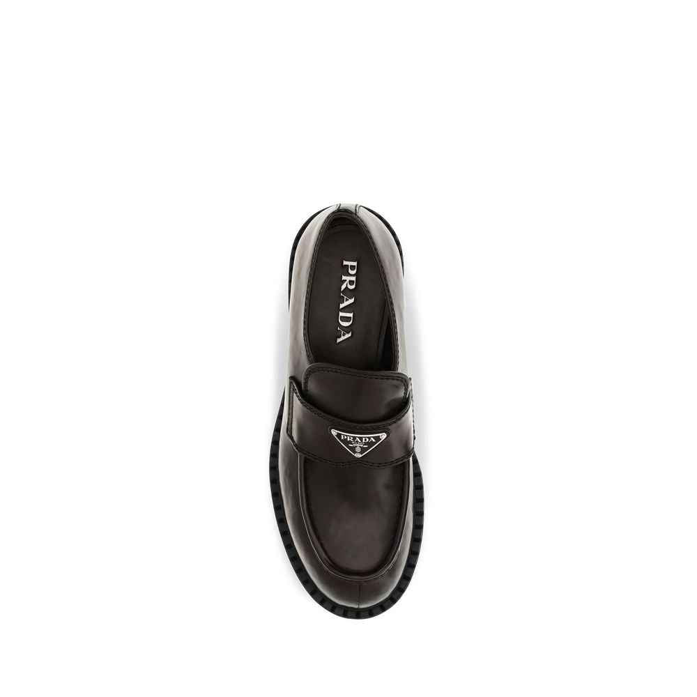 Prada Brown Calf Leather Bos Taurus Slip-On Loafers