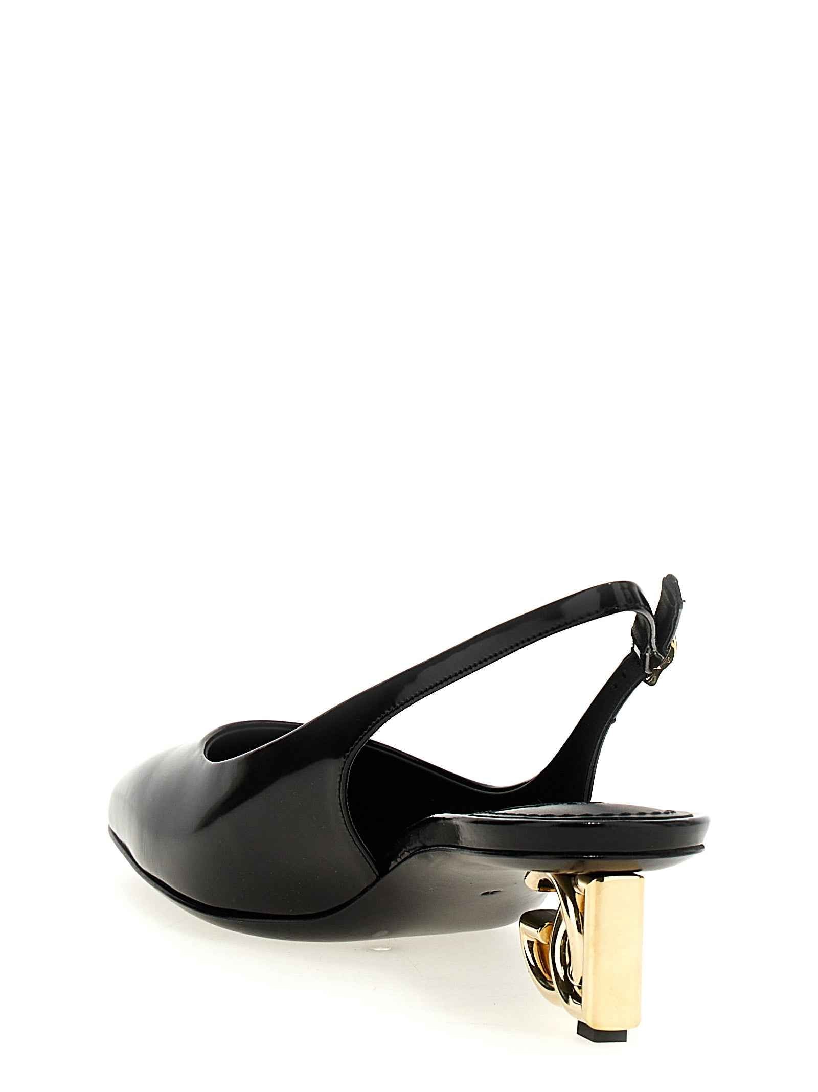 Dolce & Gabbana Black Calfskin Mid Heel Pumps
