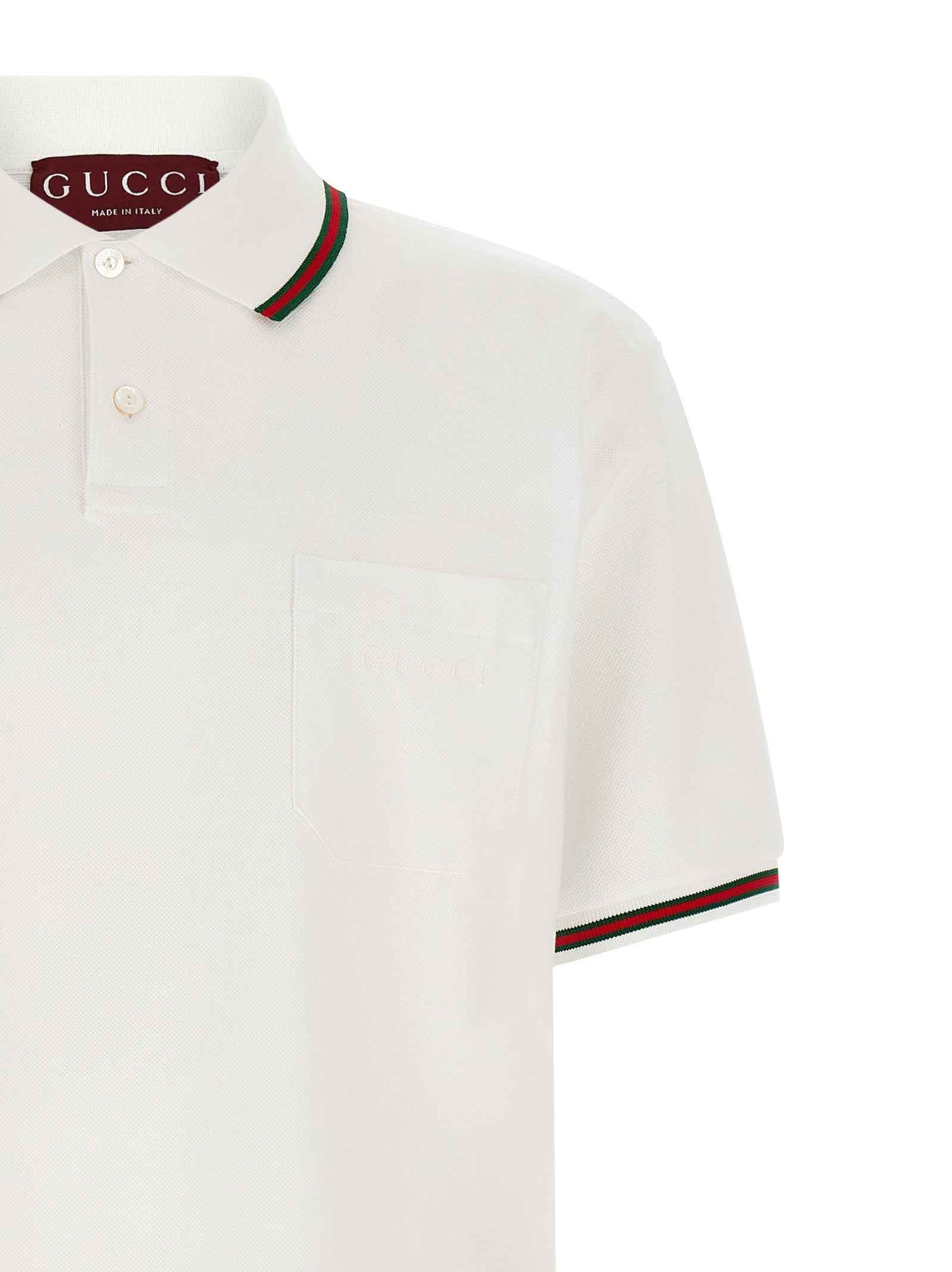 Gucci White Cotton Polo Shirt